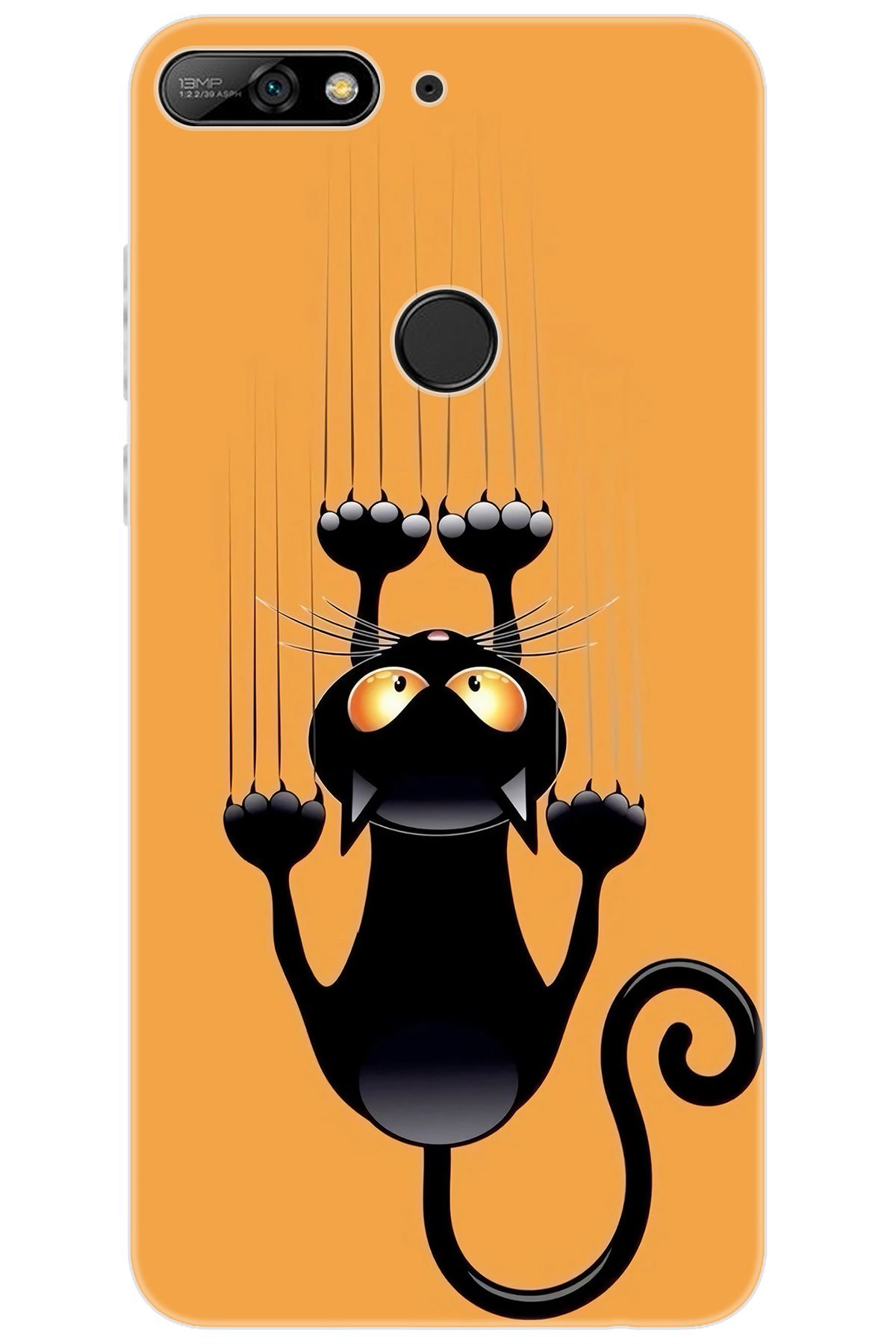 Ceppare Huawei Y7 PRO 2018 (LDN-LX2) Uyumlu Kılıf Desen Baskılı Silikon Kara Kedi STK:734 CP-g8EcsTP