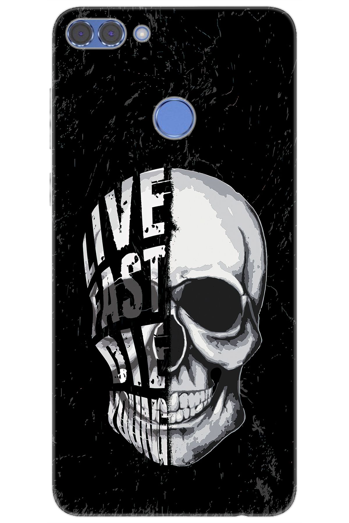 Ceppare Huawei Y9 2018 (FLA-LX1/LX2) Uyumlu Kılıf Desen Baskılı Silikon Kuru Kafa STK:585 CP-Zc2u6n7