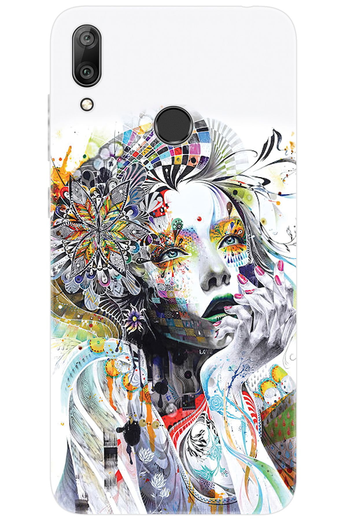 Ceppare Huawei Y7 PRO 2019 (DUB-LX2) Uyumlu Kılıf Desen Baskılı Silikon Düşünen Kız STK:574 CP-FNduZXW