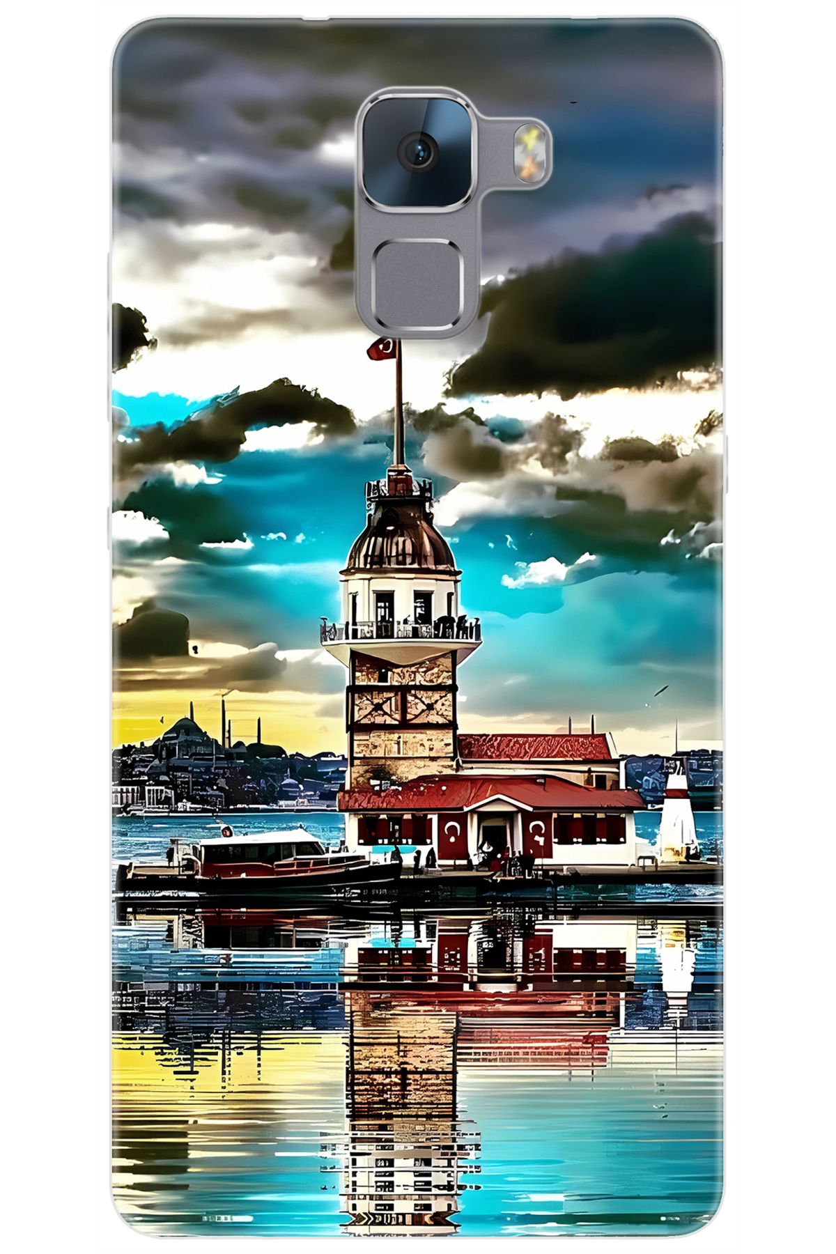 Ceppare Huawei Honor 7 (PLK-L01) Uyumlu Kılıf Desen Baskılı Silikon Kız Kulesi STK:692 CP-tHaiUG1
