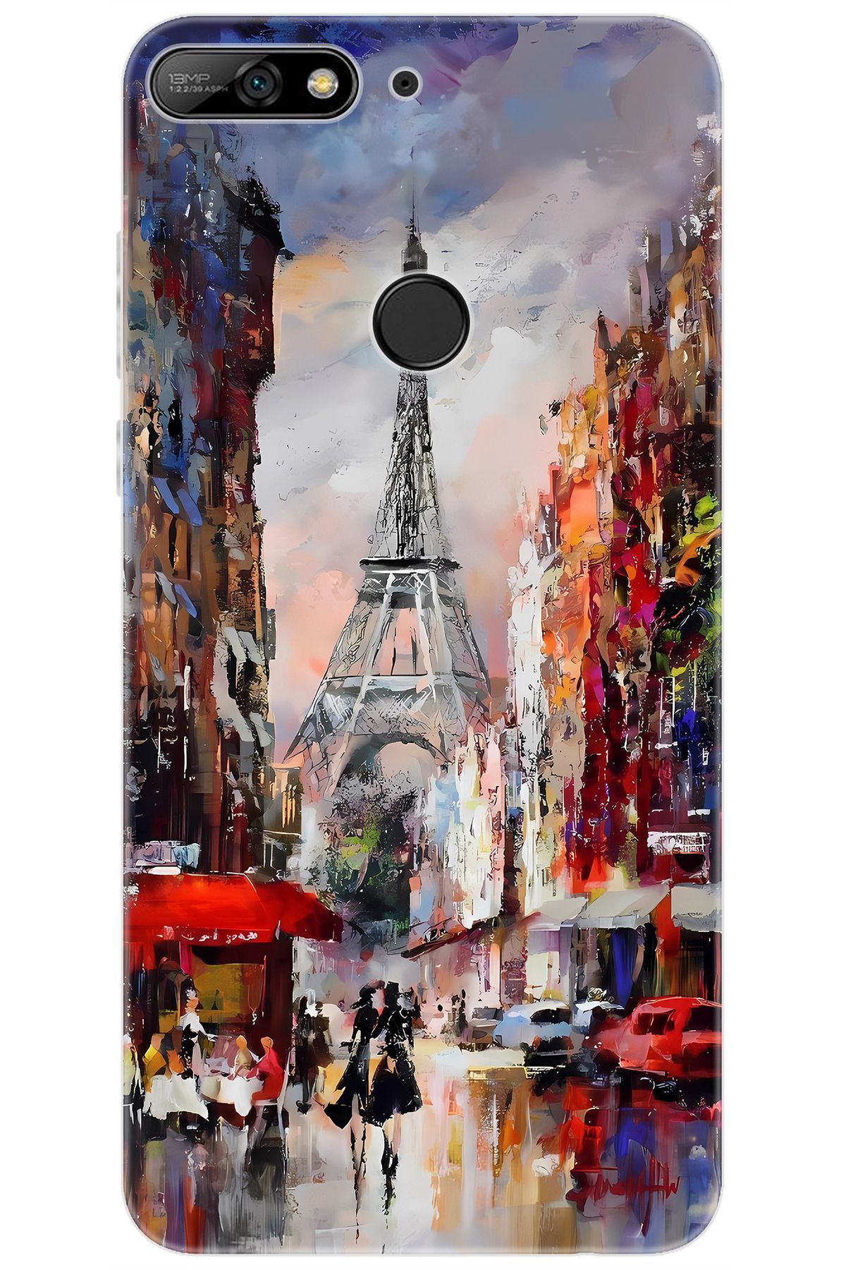 Ceppare Huawei Y7 PRO 2018 (LDN-LX2) Uyumlu Kılıf Desen Baskılı Silikon Eyfel Kulesi STK:1010 CP-kbO0rGI