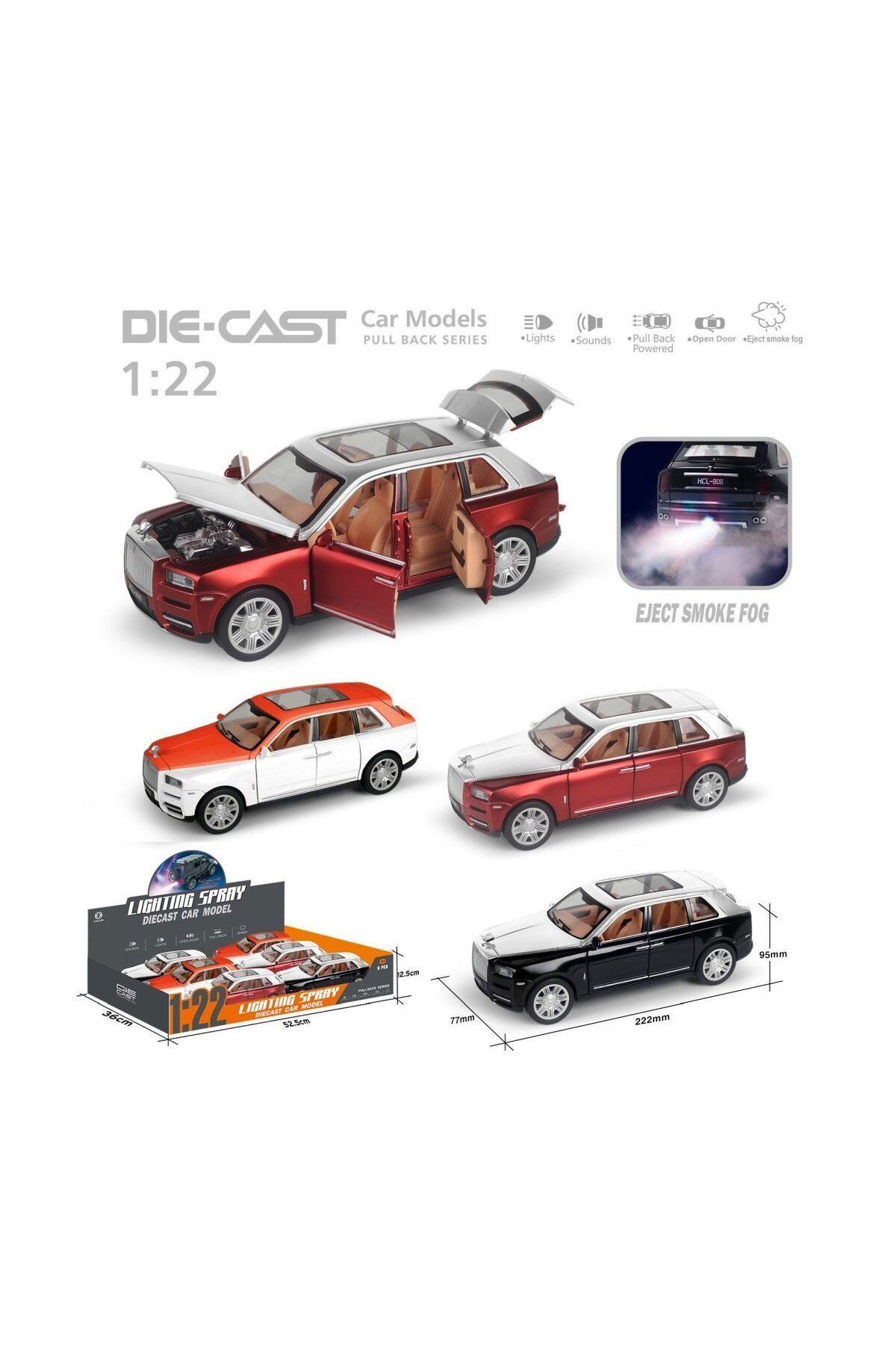 OEM HCL-806PA Çek Bırak 1:22 Sesli Ve Işıklı Buharlı RR-Lüx Metal Jeep -1 adet fiyatıdır