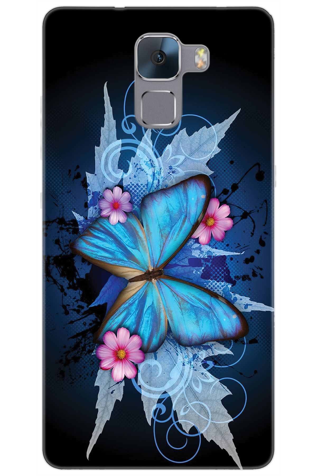 Ceppare Huawei Honor 7 (PLK-L01) Uyumlu Kılıf Desen Baskılı Silikon Kelebek Resim STK:550 CP-RsdkfaM