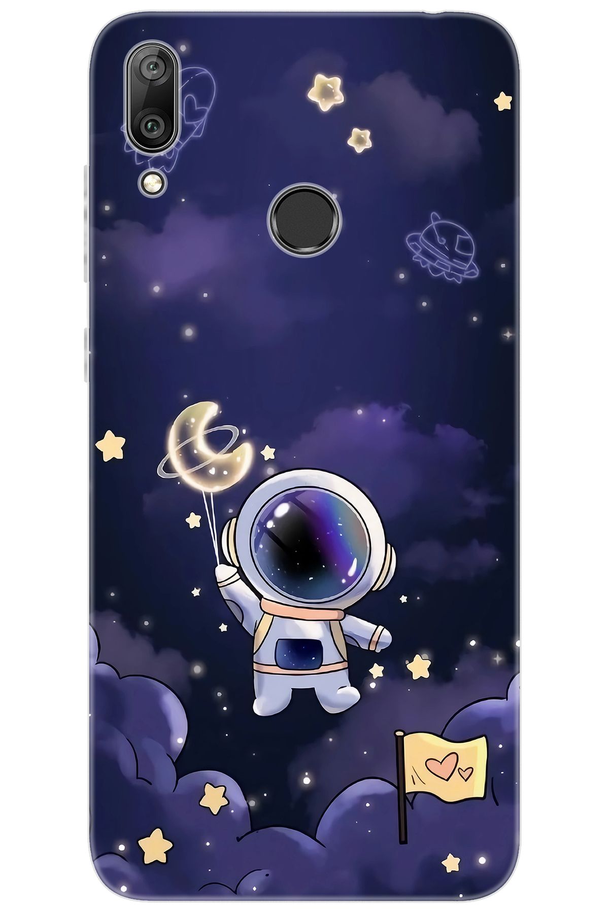 Ceppare Huawei Y7 PRO 2019 (DUB-LX2) Uyumlu Kılıf Desen Baskılı Silikon Astronot STK:738 CP-qNYeXhP