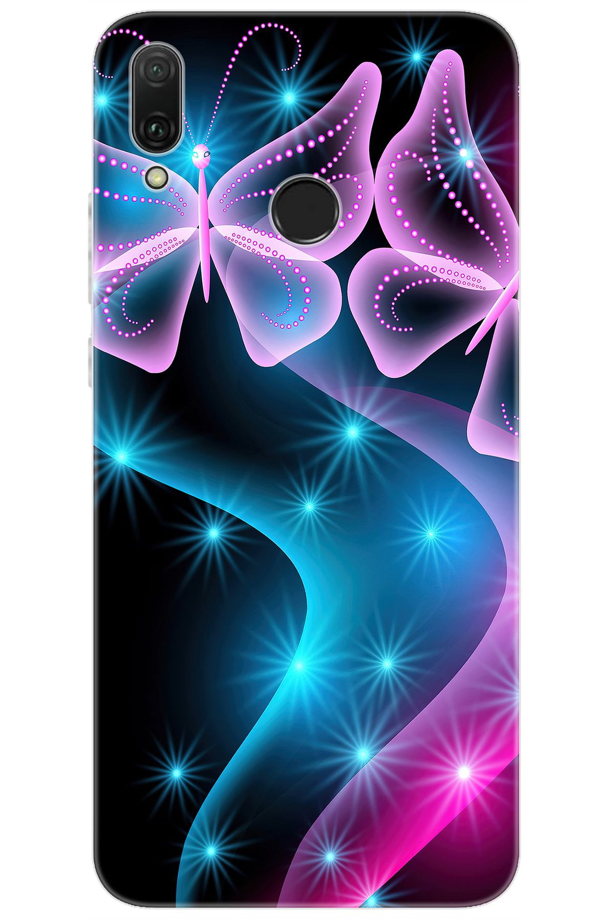 Ceppare Huawei Y9 2019 (JKM-LX1/LX2) Uyumlu Kılıf Desen Baskılı Silikon Kelebek Dalga STK:113 CP-duCi7z8