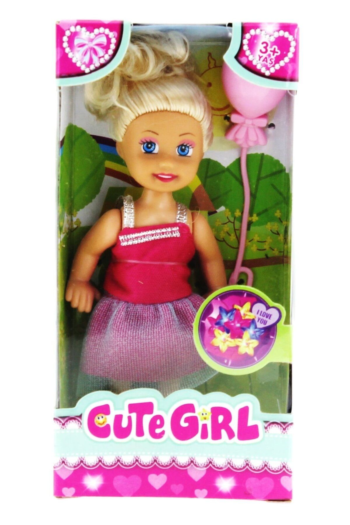 OEM Cute Girl Pembe Balonlu Sarışın Mini Bebek