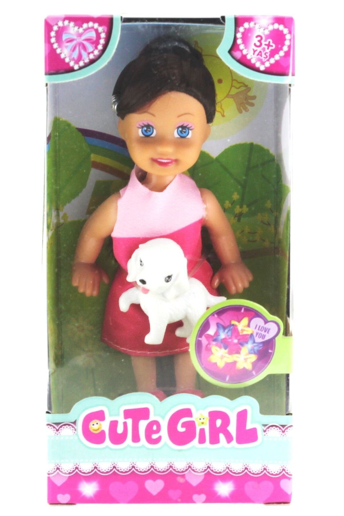OEM Cute Girl Köpek Figürlü Kumral Mini Bebek