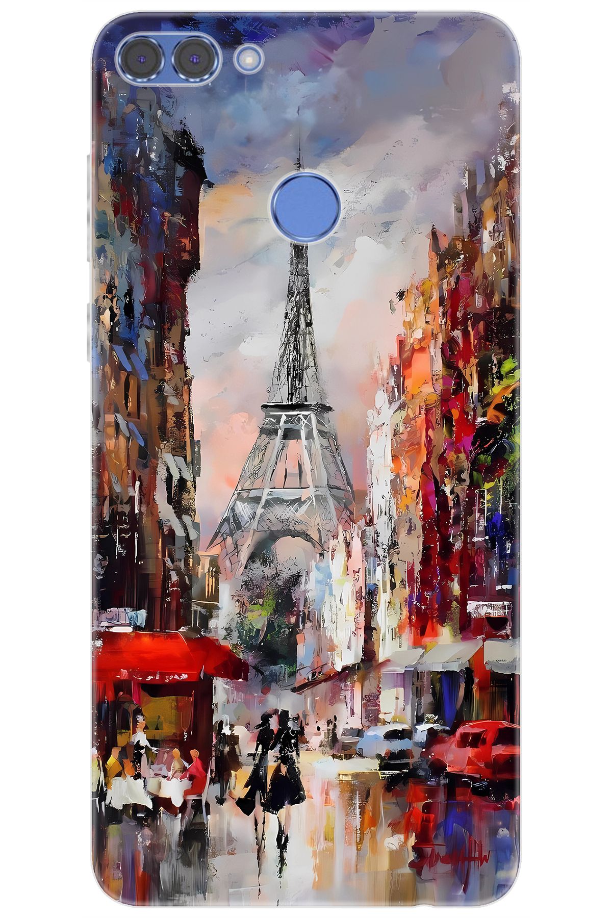 Ceppare Huawei Y9 2018 (FLA-LX1/LX2) Uyumlu Kılıf Desen Baskılı Silikon Eyfel Kulesi STK:1010 CP-bxD1gYI