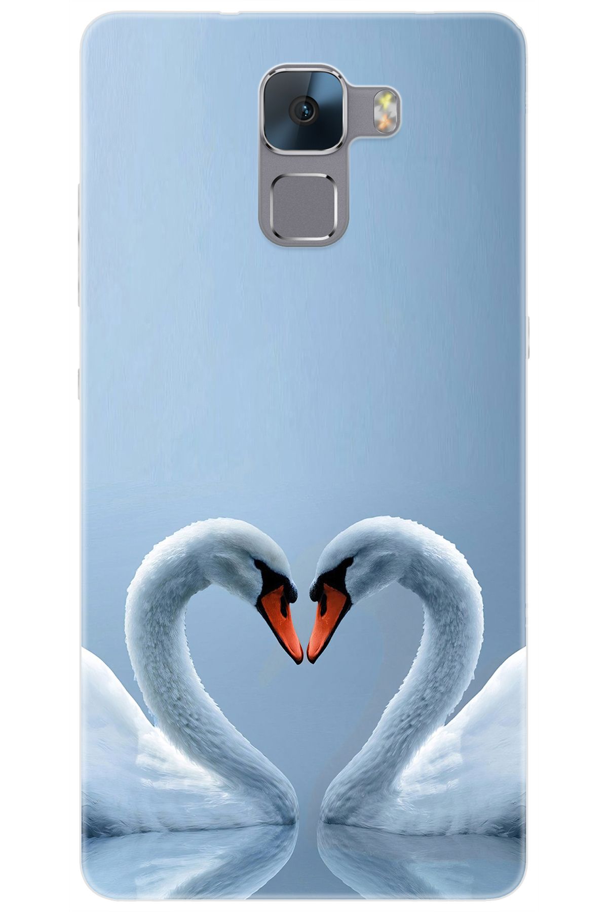 Ceppare Huawei Honor 7 (PLK-L01) Uyumlu Kılıf Desen Baskılı Silikon Kuğ ve Kalp STK:305 CP-CjAWjDA