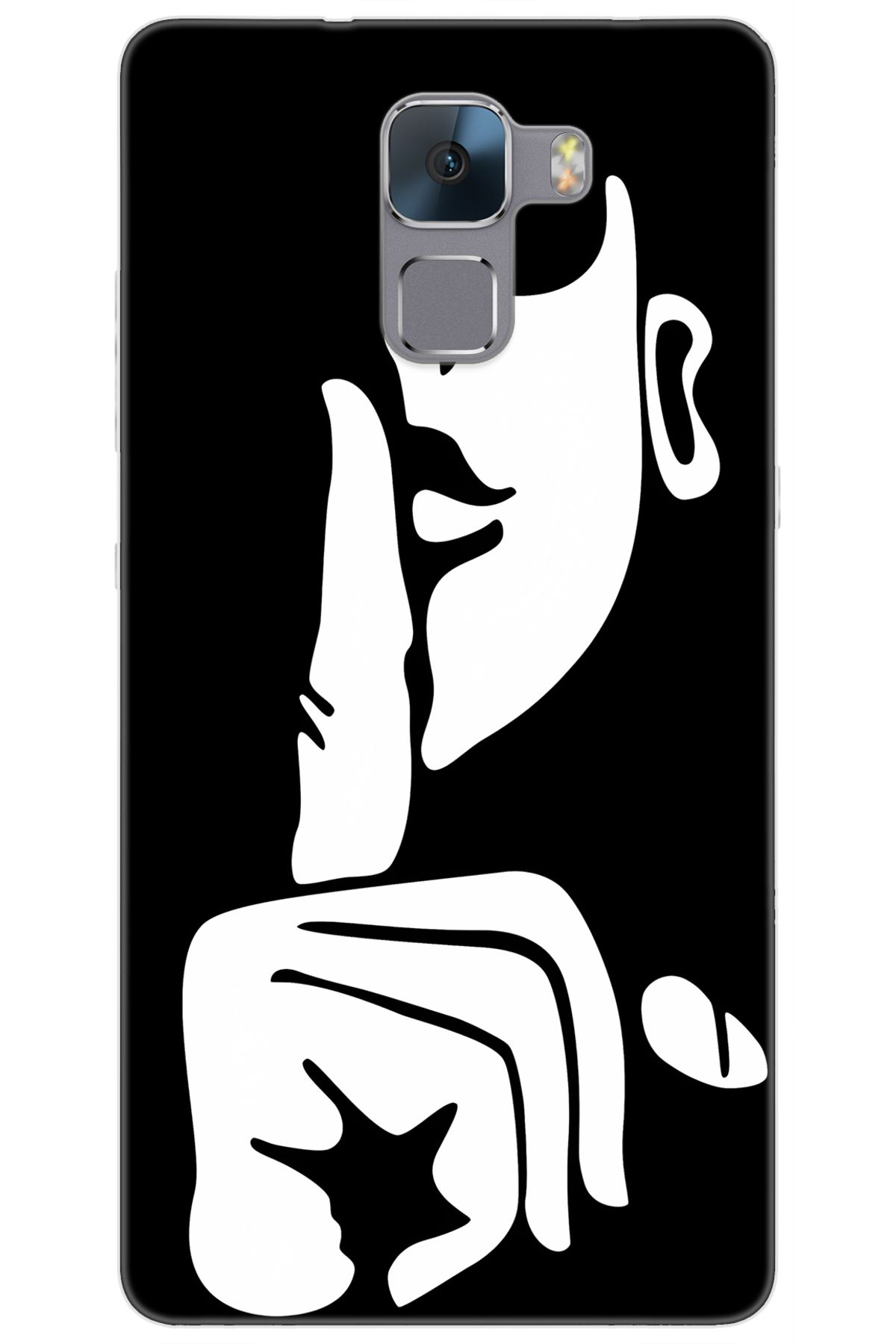 Ceppare Huawei Honor 7 (PLK-L01) Uyumlu Kılıf Desenli Silikon Siyah Beyaz Sessizlik STK:653 CP-iEj0sak