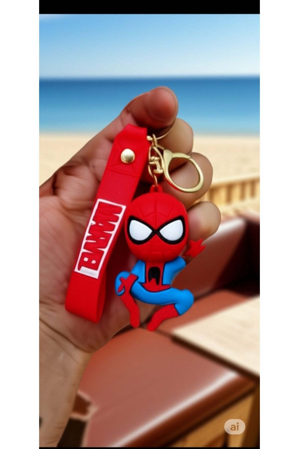Mimi Aksesuar 3D Lüks Büyük Boy Marvel Örümcek Adam Silikon Anahtarlık Ve Çanta Aksesuarı
