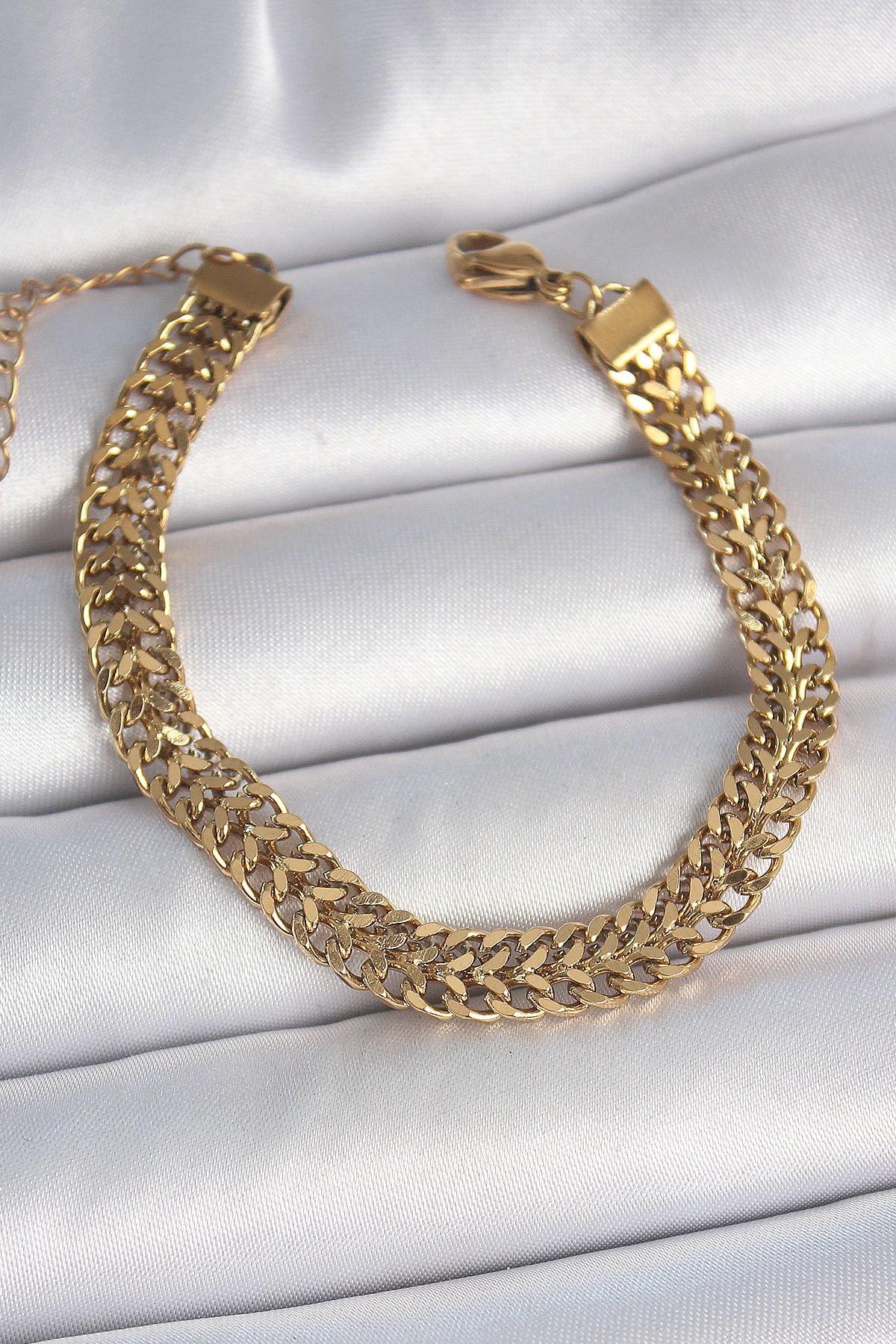 MELFSHOP 316L Çelik Gold Renk Hasır Zincir Model Kadın Bileklik