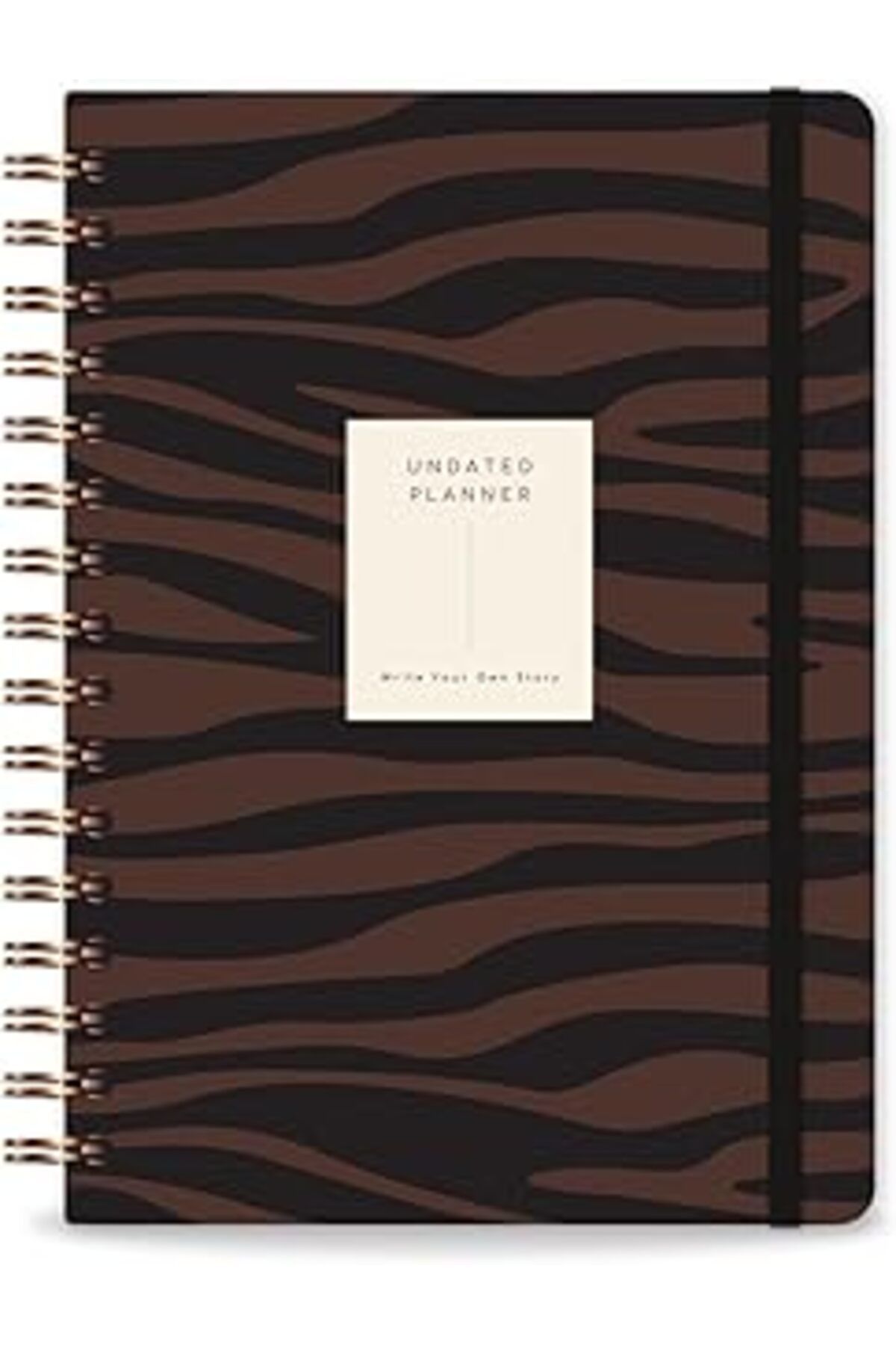 NZM TİCARET Paperora Spiralli Süresiz Planlayıcı Ajanda Kahverengi Zebra- 15X21