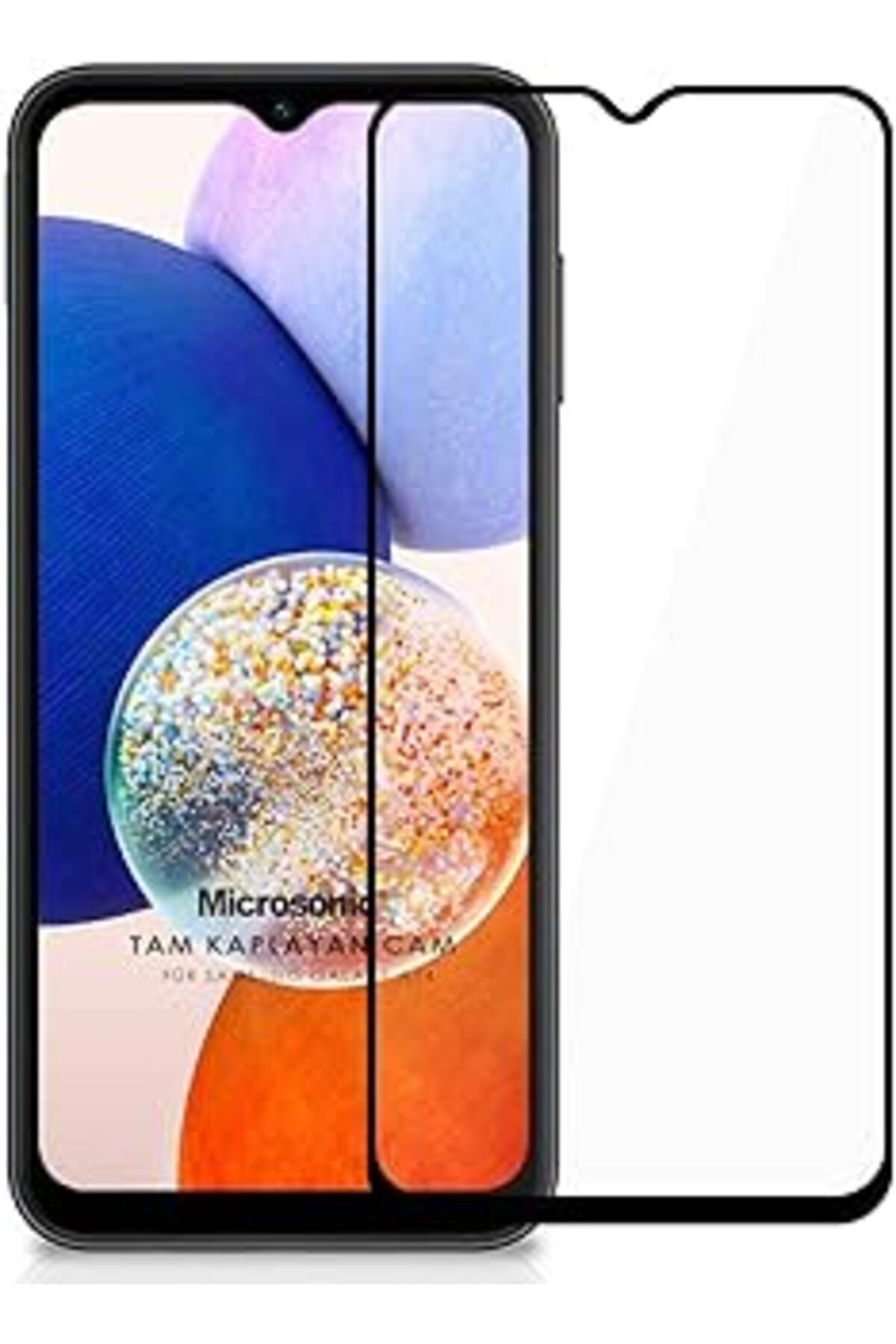jupiter global bazaar Microsonic Samsung Galaxy A14 Tam Kaplayan Temperli Cam Ekran Koruyucu Siyah