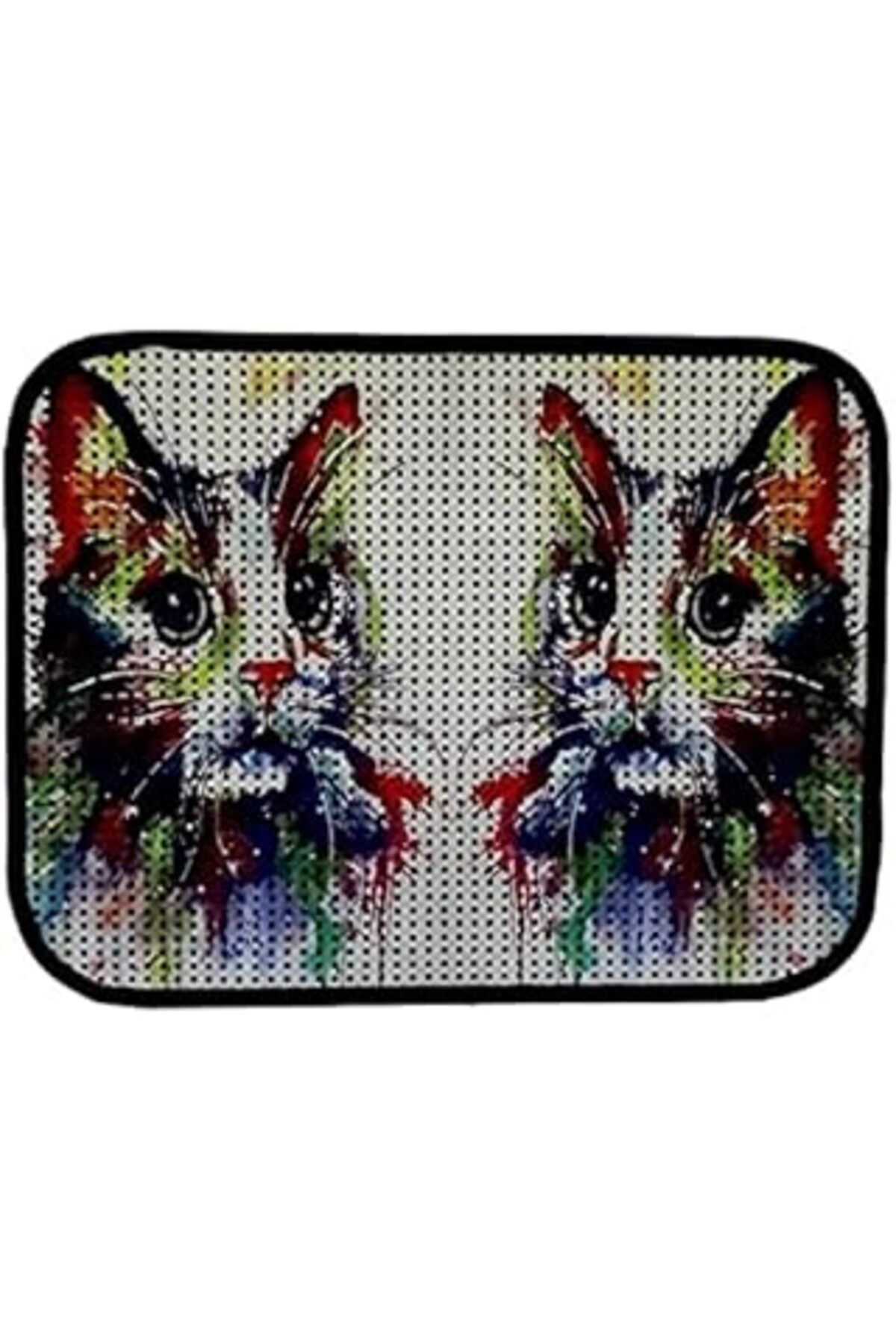 karadağsb Miapet Elekli Desenli Kedi Tuvalet Önü Paspası 60 X 45 Cm Gökkuşağı