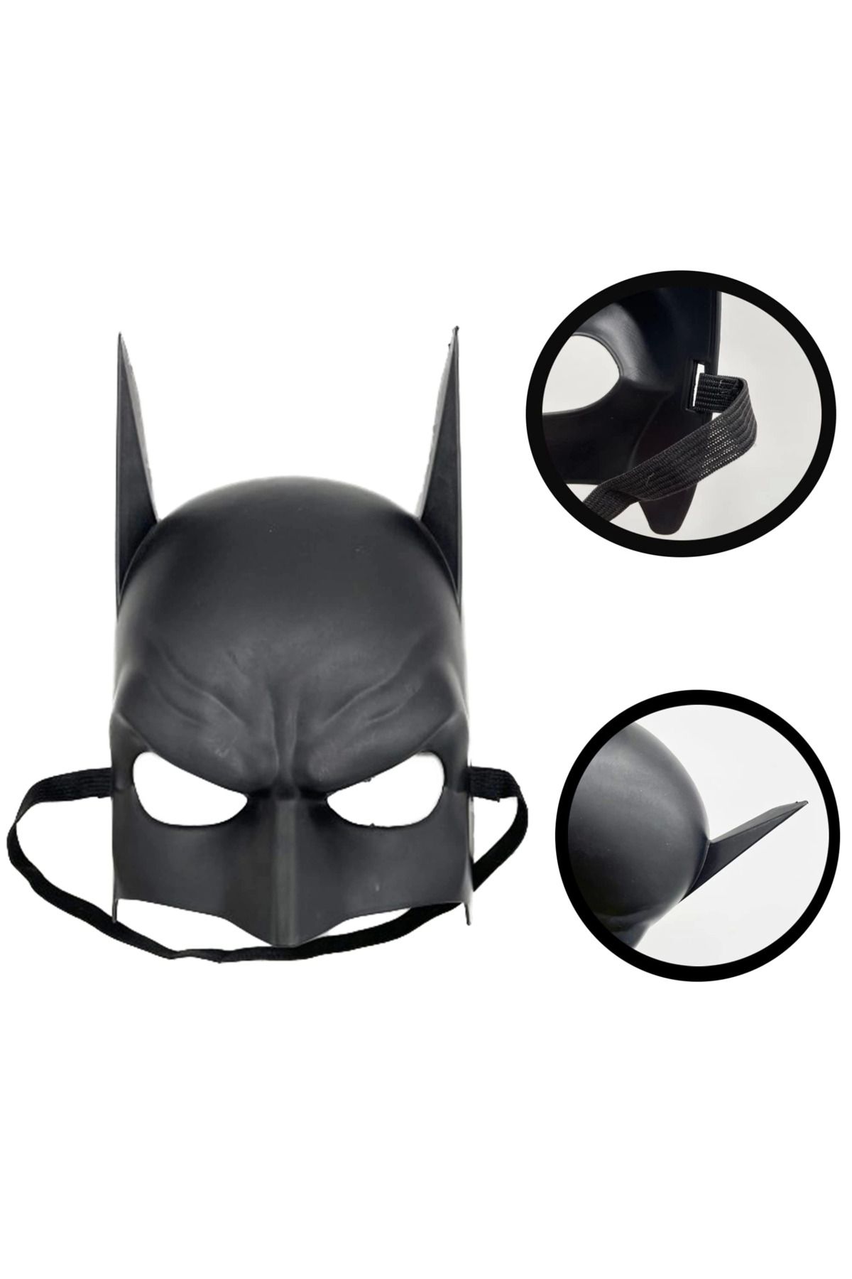 YNT İthalat Siyah Renk Çocuk Boy Arkadan Lastikli Batman Maskesi A Kalite 20x14 Cm