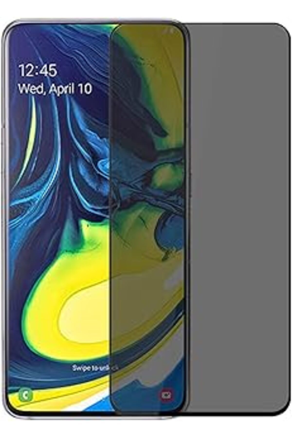 jupiter global bazaar Microsonic Samsung Galaxy A80 Privacy 5D Gizlilik Filtreli Cam Ekran Koruyucu Siyah