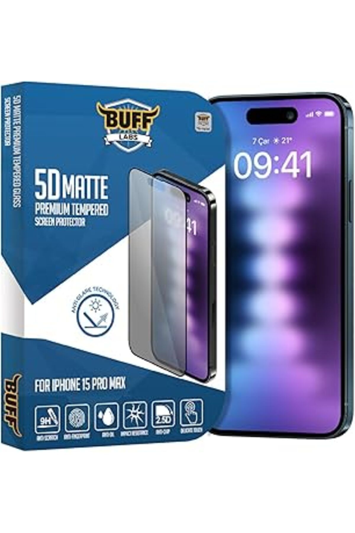 jupiter global bazaar Buff Labs Iphone 15 Pro Max Ile Uyumlu 5D Mat Ekran Koruyucu, Bf2306