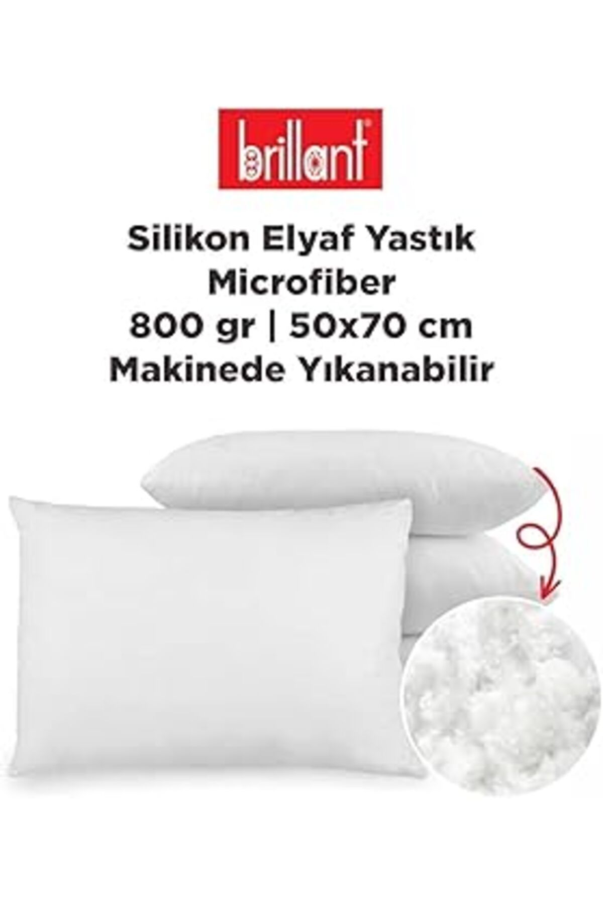 karadağsb Arsimo Microfiber Silikon Elyaf Yastık 800 Gr | 50X70 | Makinede Yıkanabilir Silikon Yastık