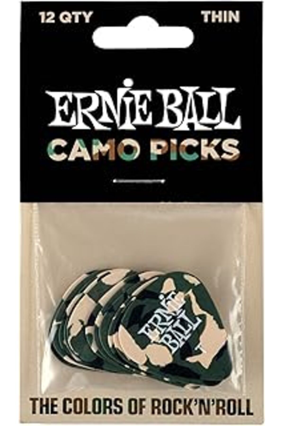 Mu Art Ahşap Ernie Ball P09221 Kamuflaj Selüloz Ince Seçtikleri, 12'Li Çanta