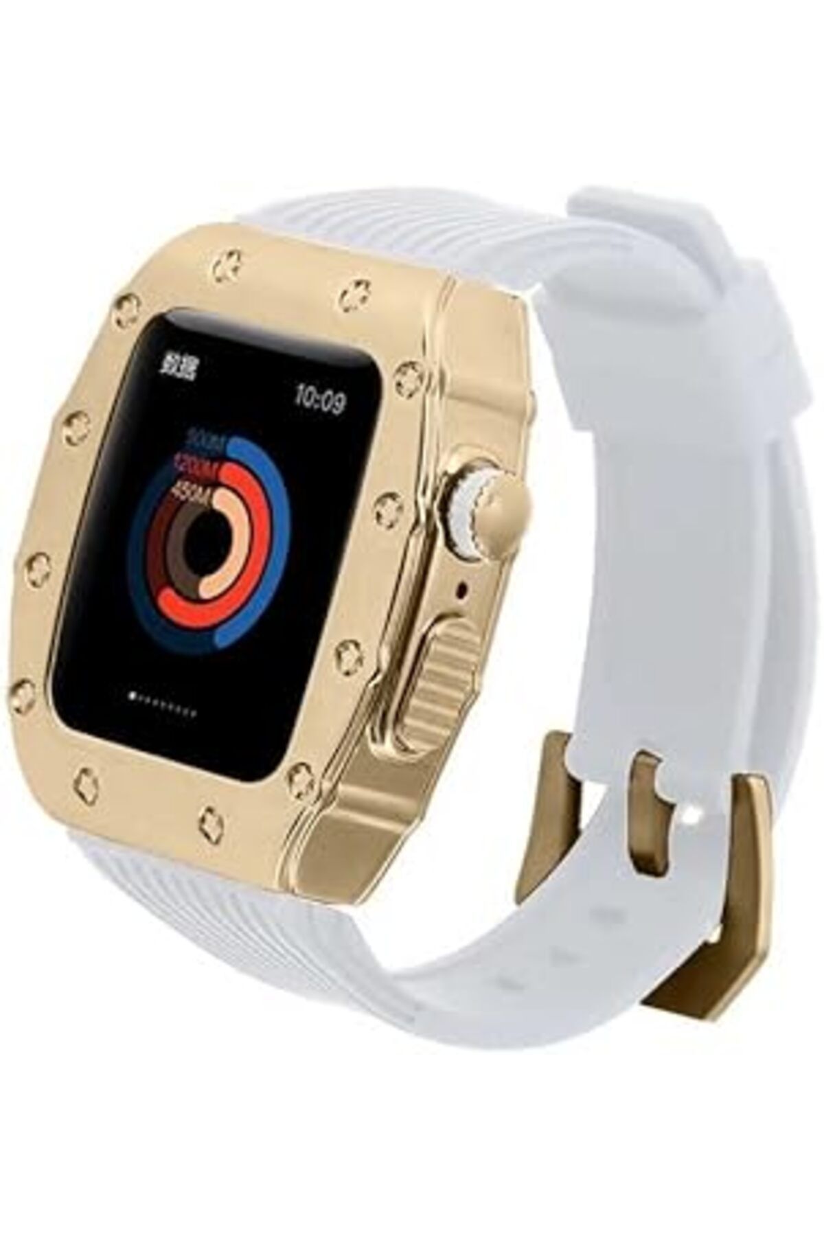 karadağsb Zore Apple İle Uyumlu Watch 7 45Mm Krd-67 Kordon Beyaz-Gold
