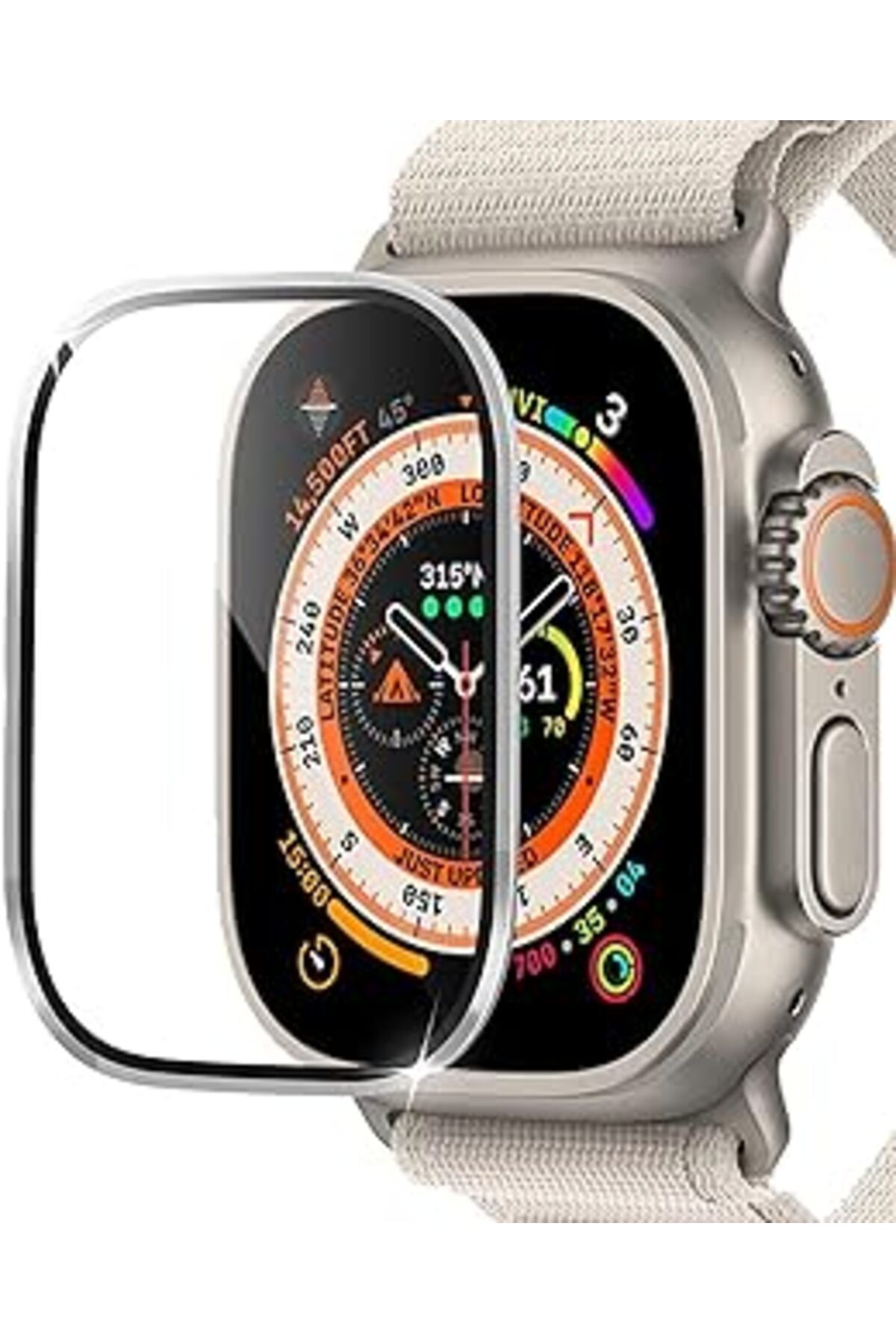 karadağsb Microsonic Apple Watch Ultra 2 Tam Kaplayan Cam Ekran Koruyucu V2 Gümüş [Watch Ultra 2 Ile Uyumlu K