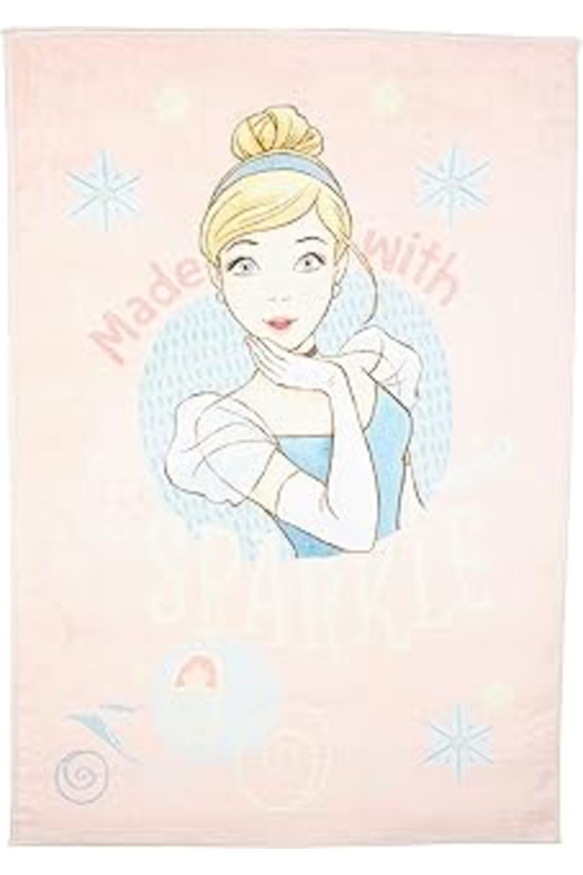 NZM TİCARET Taç Cidirella Sparkle Lisanslı Karakter Baskılı%100 Polyester Halı, Çok Renkli, 80X120 Cm