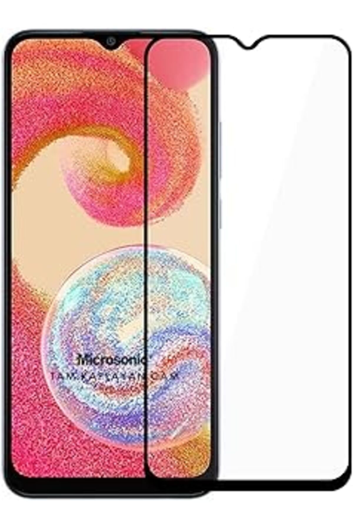 jupiter global bazaar Microsonic Samsung Galaxy A04E Tam Kaplayan Temperli Cam Ekran Koruyucu Siyah