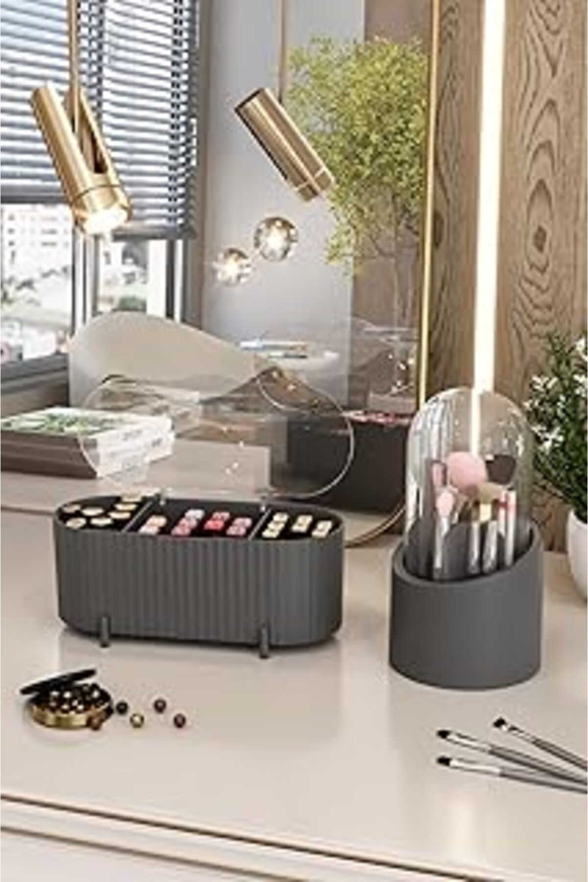karadağsb Dovi Home Aqua Makyaj Kozmetik Ve Fırçalık Düzenleyici Organizer 2'li Set