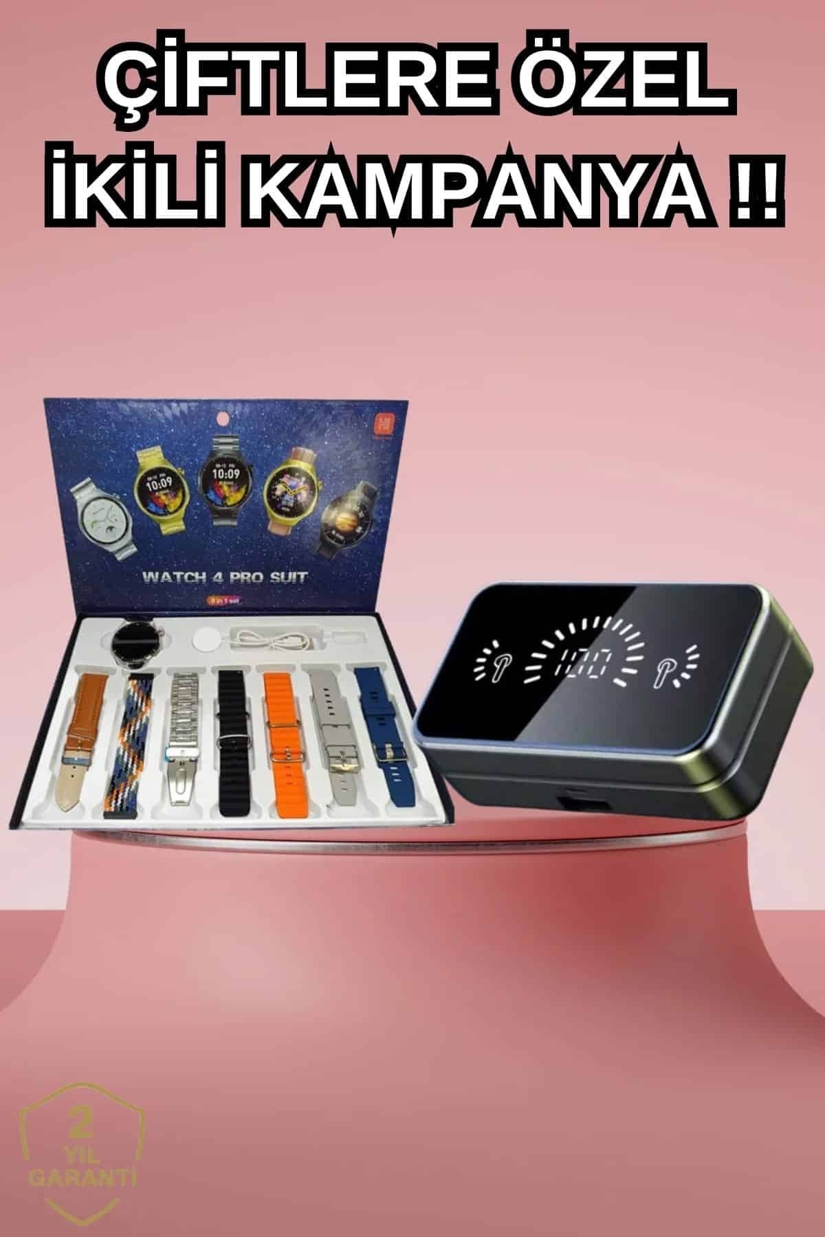 Tradivent Powerbank Aynalı Bluetooth Kulaklık Ve Akıllı Saat Seti ANC Özelliği Dokunamatik