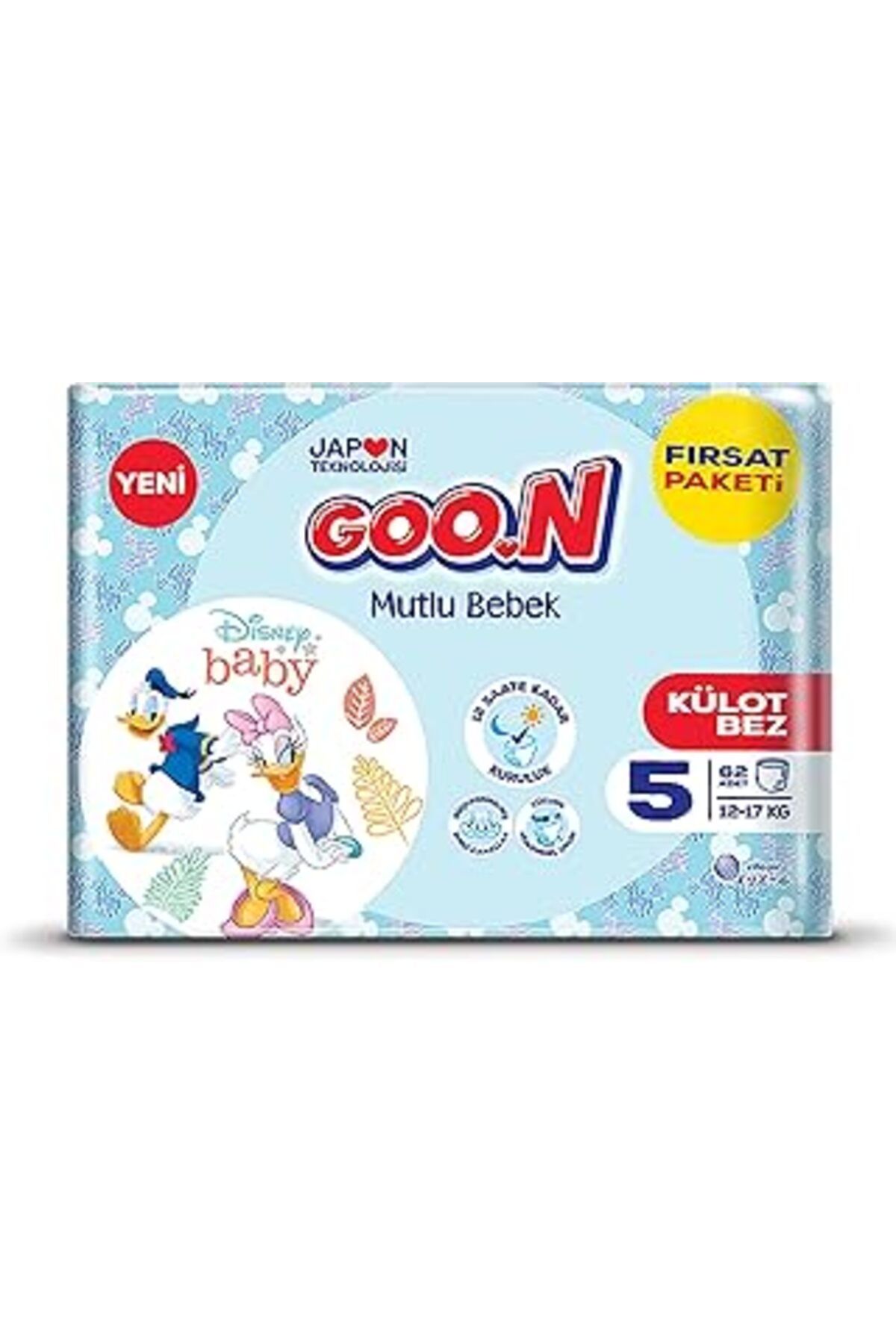 Mu Art Goon, Goo.N Mutlu Bebek 5 Beden 12-17Kg, Fırsat Paketi Külot Bez, 4902011862157, 62 Adet, Standart