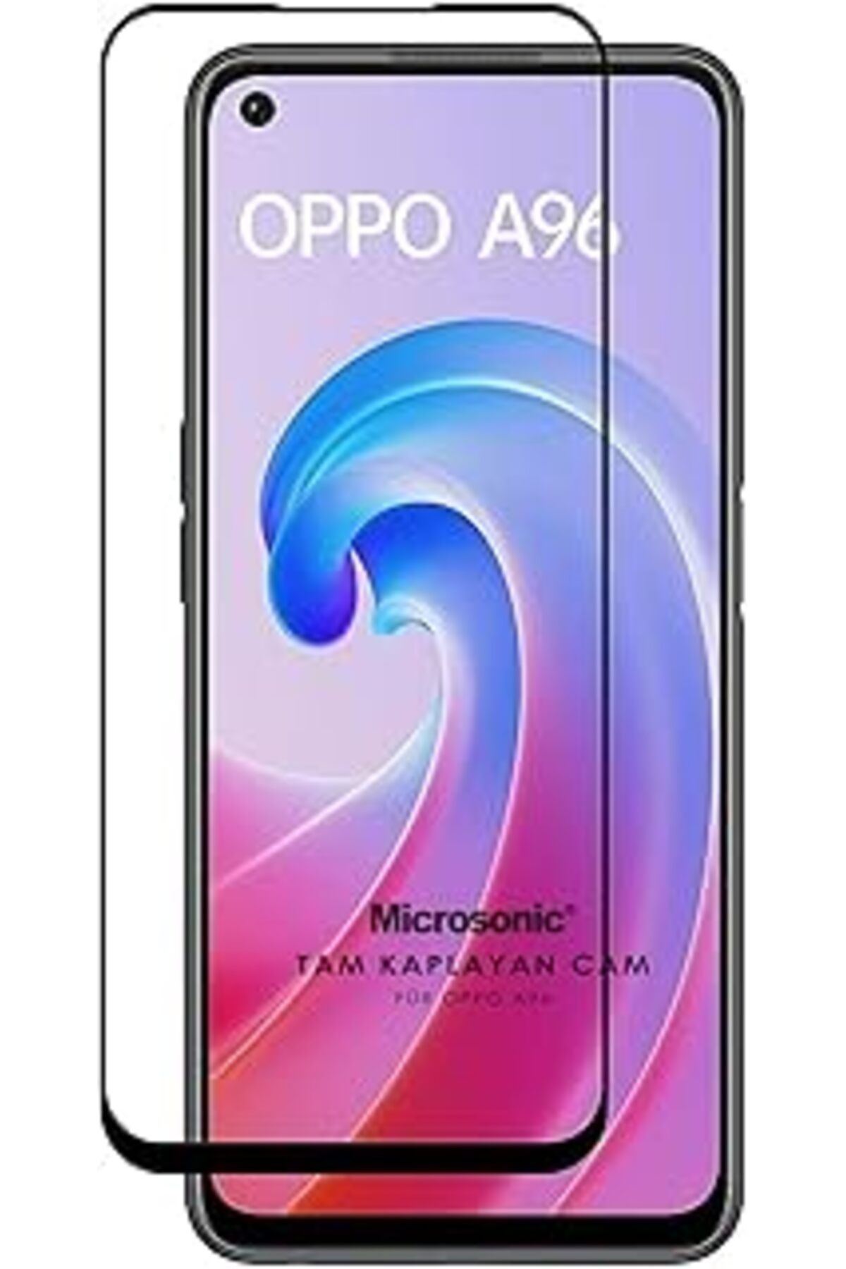 jupiter global bazaar Microsonic Oppo A96 4G Tam Kaplayan Temperli Cam Ekran Koruyucu Siyah