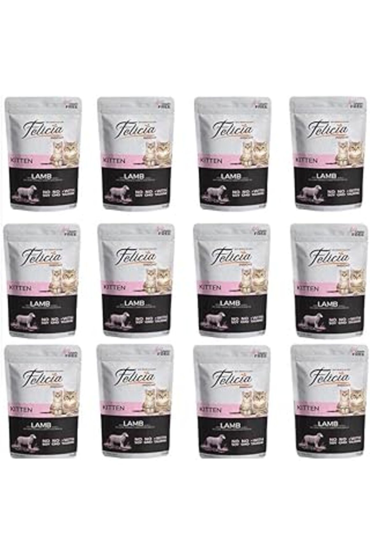 karadağsb Felicia Pouch Yaş Kedi Maması, Tahılsız, Kuzu Etli, Yavru Kedi (12 X 85 Gr)