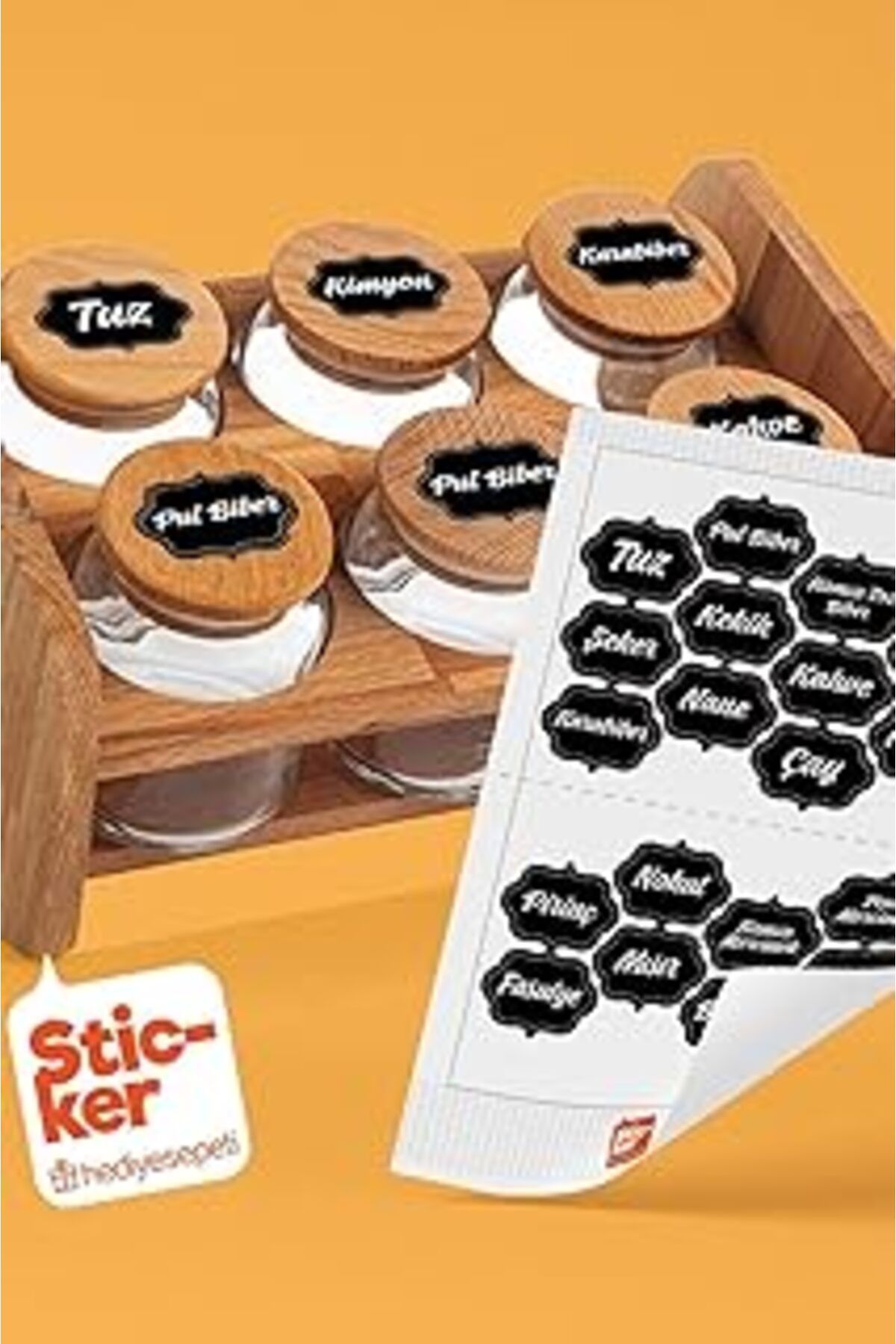 Mu Art Hediyesepeti 20 Adet Baharat & Bakliyat Kavanoz Etiketi Sticker