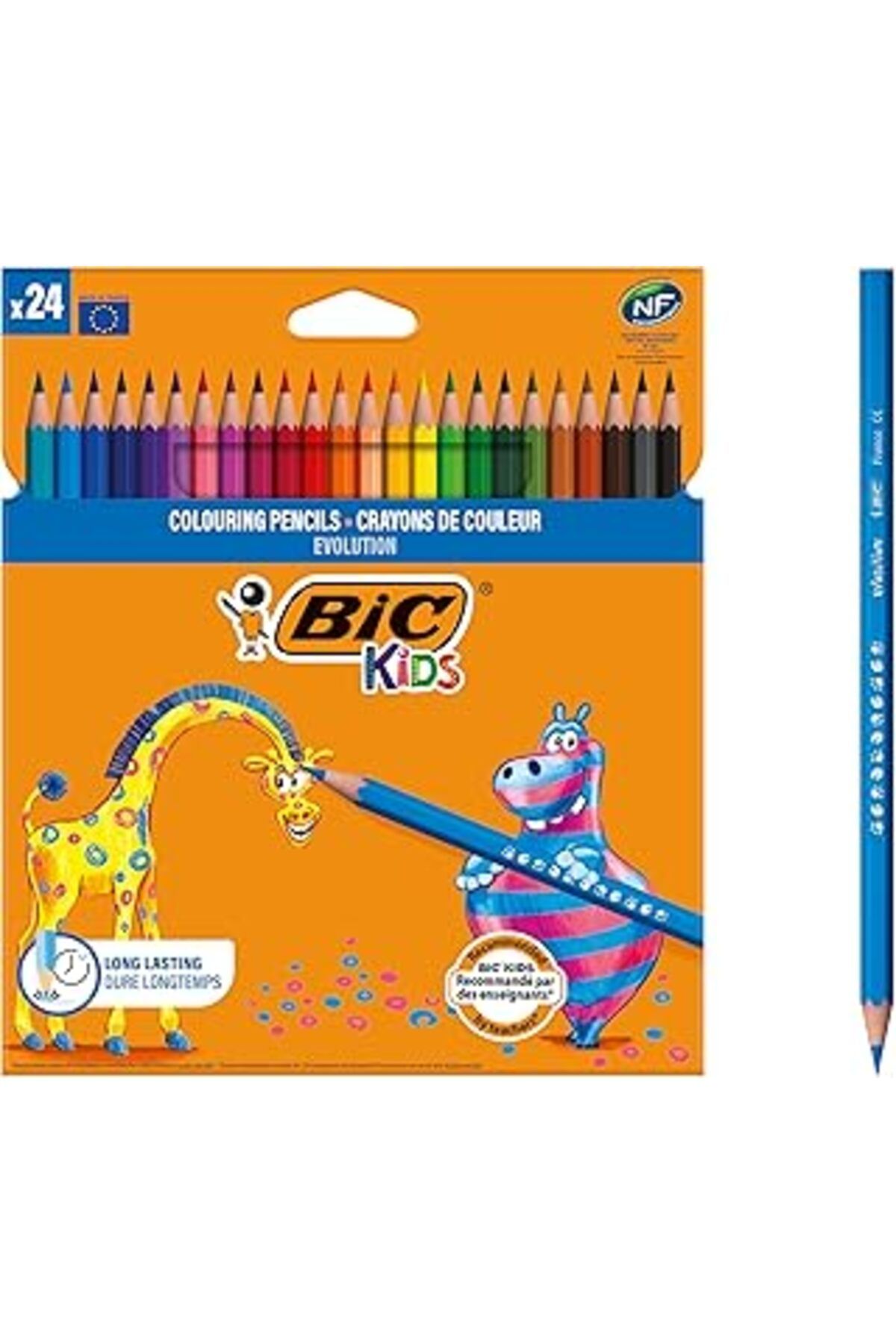 DENİZBİLİŞİM Kids Evolution Kuru Boya Kalemi, 24'Lü Kutu, Kıymık Oluşturmaz, Çiğnemeye Karşı Dayanıklı, Kolay Aç
