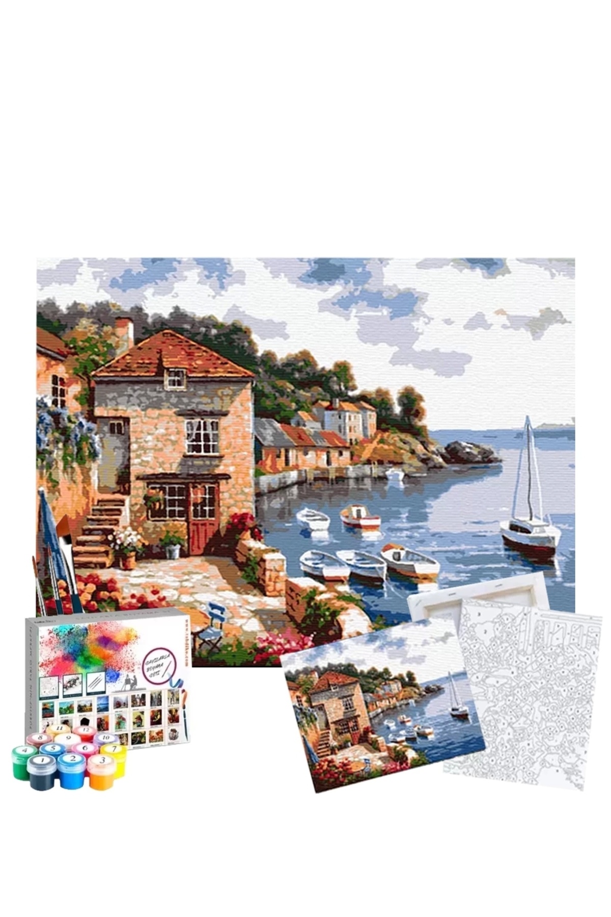 Tabdiko Sayılarla Boyama Seti 40 x 50 cm Tuval Şasesine Gerili Renkli Rıhtım