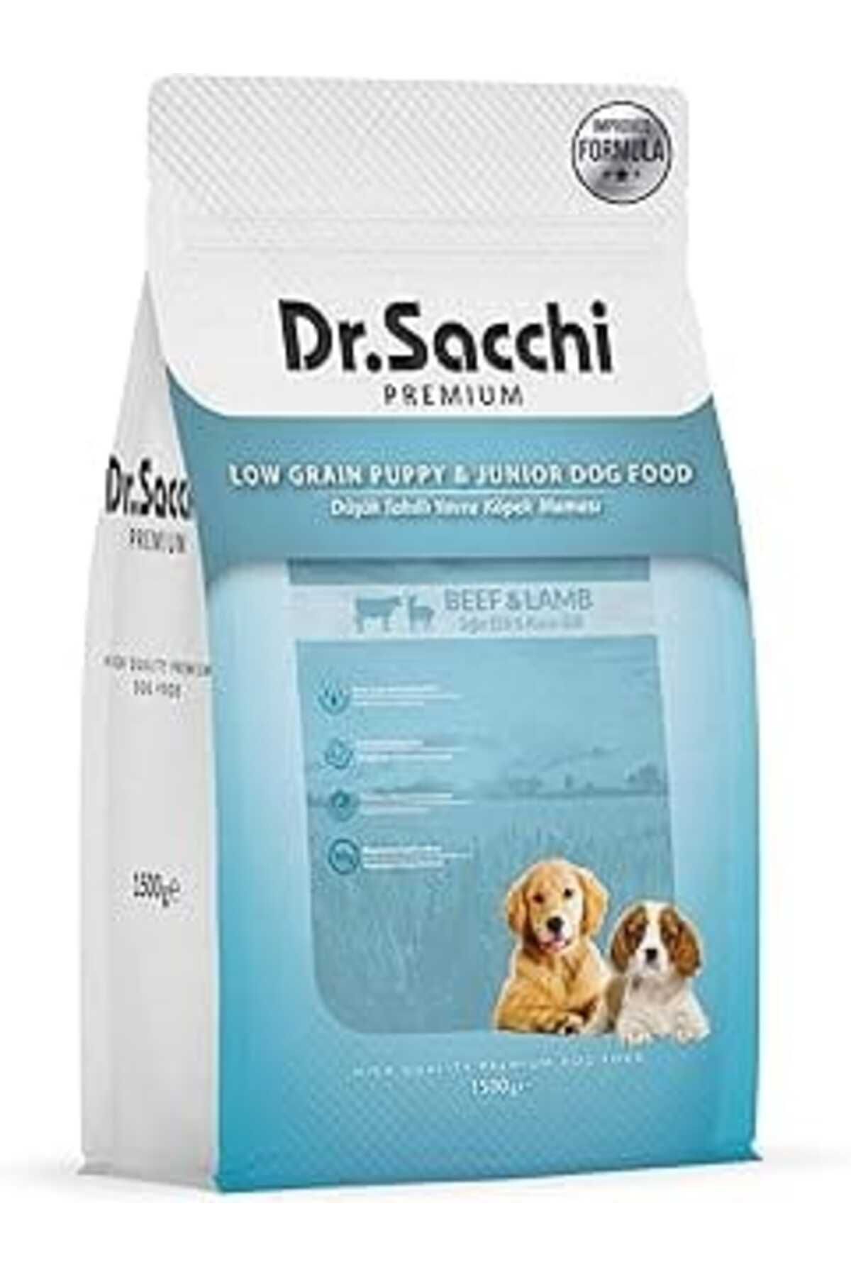 karadağsb Dr.Sacchi Premium Düşük Tahıllı Sığır Etli Ve Kuzu Etli Düşük Tahıllı Yavru Köpek Mamas 1,5 Kg