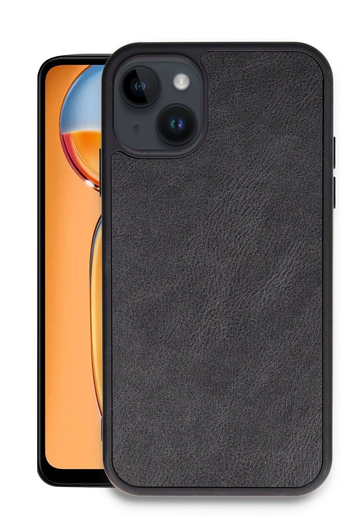 NewFace iPhone 15 Kılıf Aras Deri Kapak - Siyah YNSMR