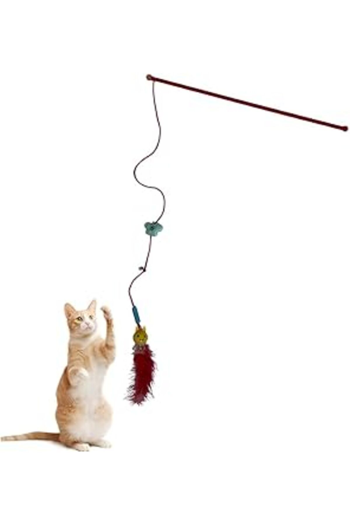 karadağsb Aee® Kedi Oltası Işikli Tüylü Çanlı Kedi Oyuncağı 105Cm -Türkiye'De İlk Işıklı Kedi Oltası-