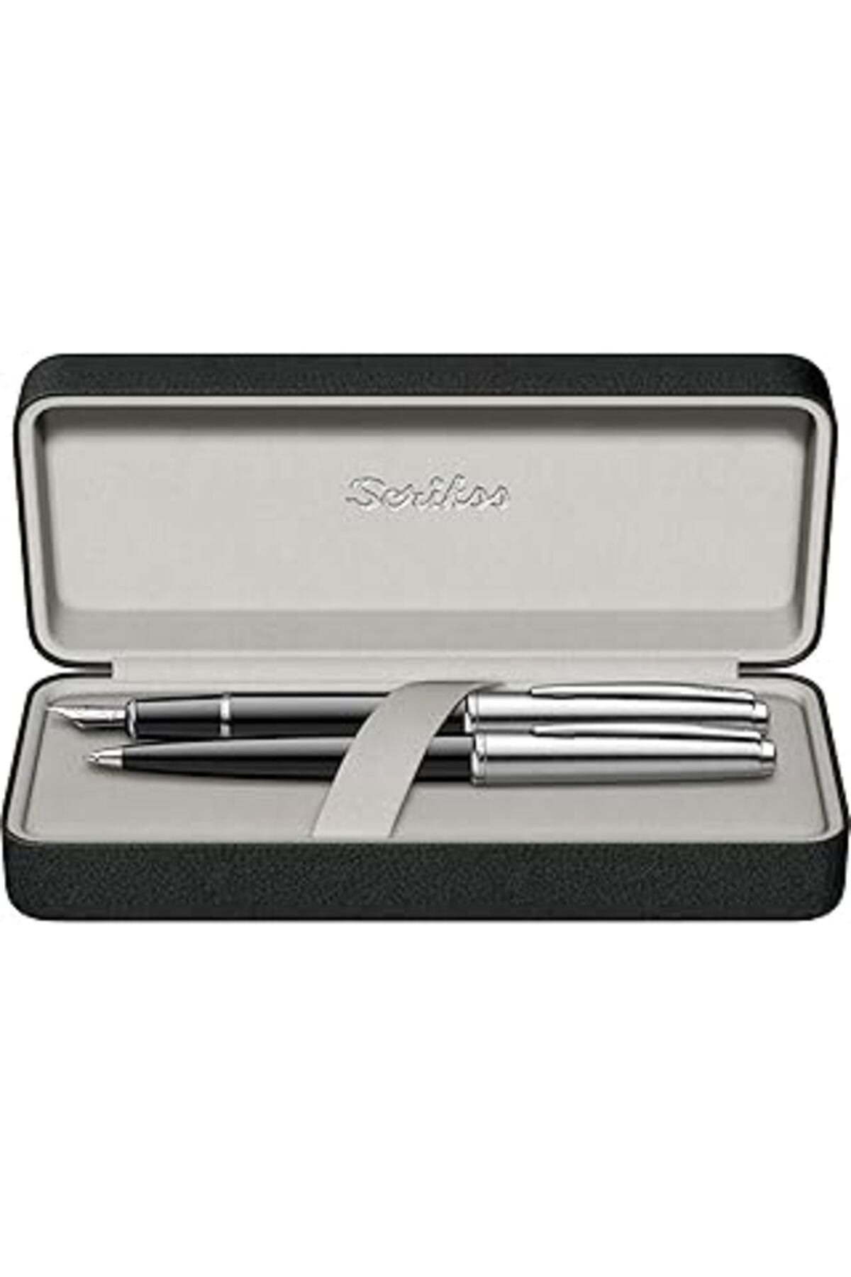 Hepta Collection Scrikss Metropolis 78 Dolma Kalem & Tükenmez Kalem Takımı, Akrilik Gövde, Siyah