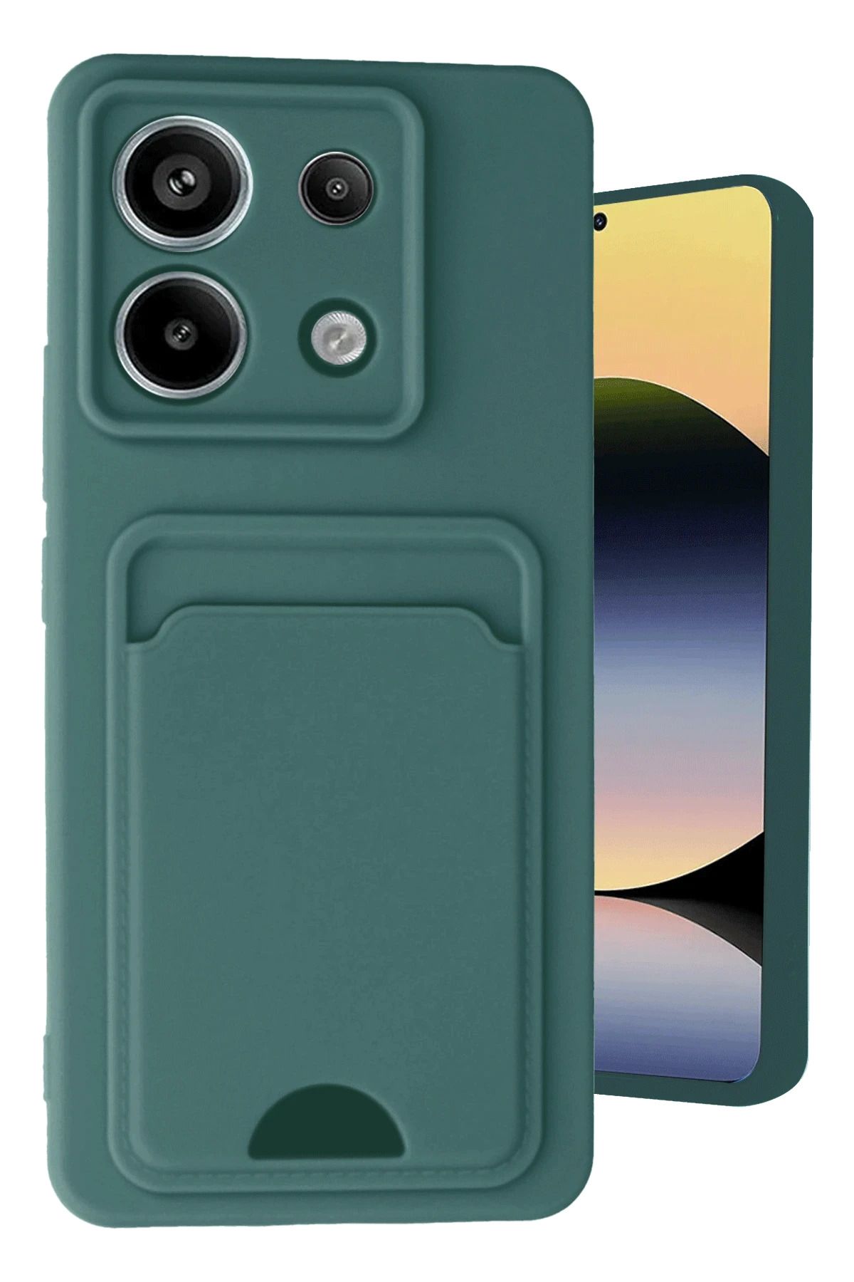 NewFace Xiaomi Redmi Note 13 Pro 5G Kılıf Kelvin Kartvizitli Silikon - Koyu Yeşil YNSMR