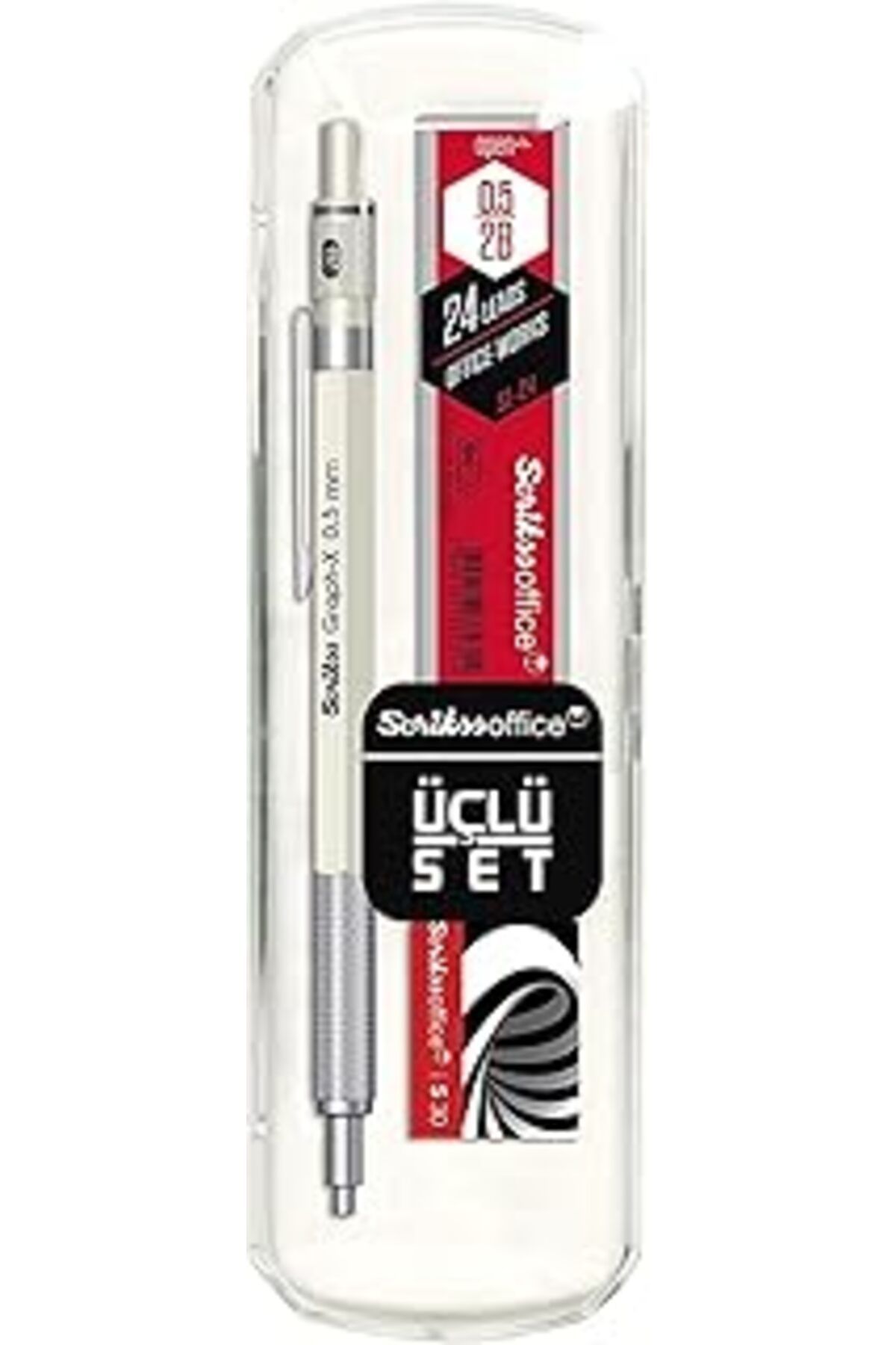 jupiter global bazaar Scrikss Office Graphx 3'Lü Set Mekanik Kurşun Kalem Silgi Min Beyaz 0.5 Mm