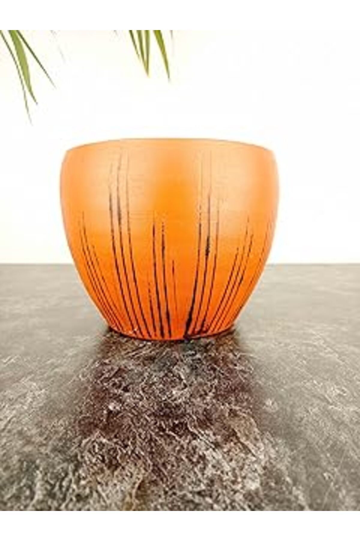 Mu Art Ahşap Bitki Tasarımı Ev Dekorasyon Siyah Çizgi Desenli Terrakota Toprak Saksı Saksılık Salon Çiçeklik - 1