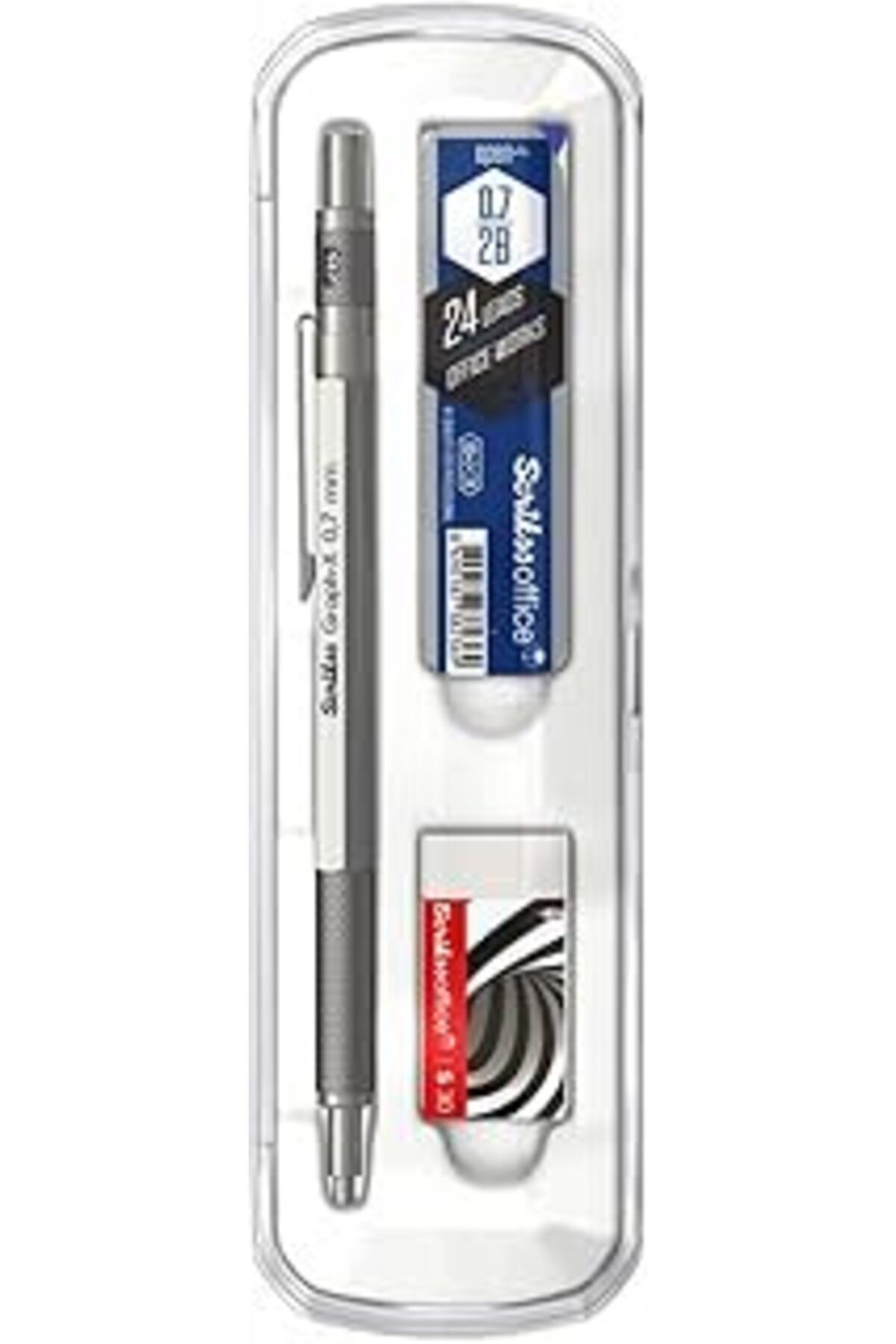 NETWORK ART Scrikss Office Graphx 3'lü Set Mekanik Kurşun Kalem Silgi Min Saten Gri 0.7 Mm
