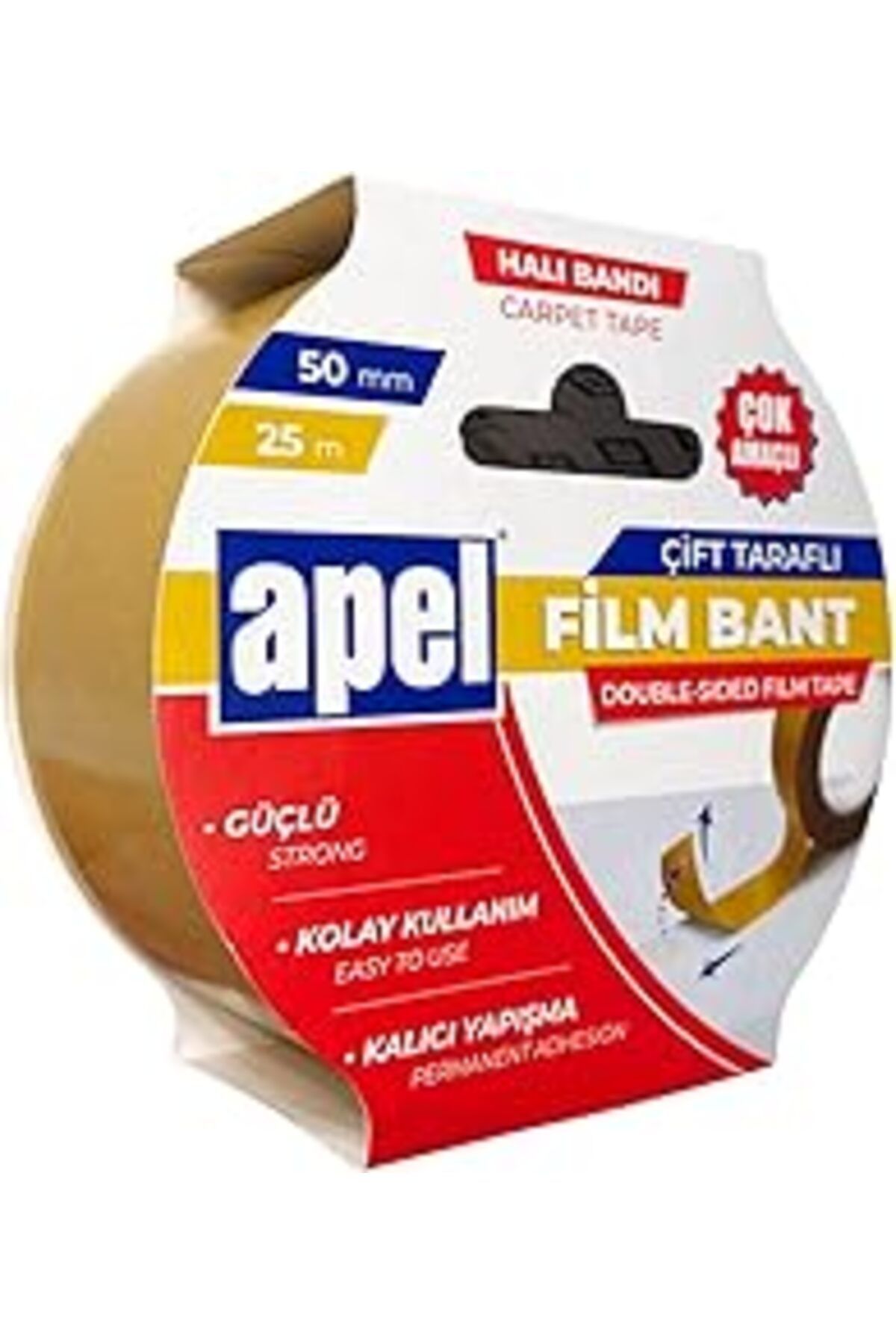 NETWORK ART Apel Çift Taraflı Film Bant (Halı Bandı) Askılı Karton 50 Mm X 25 M Şeffaf