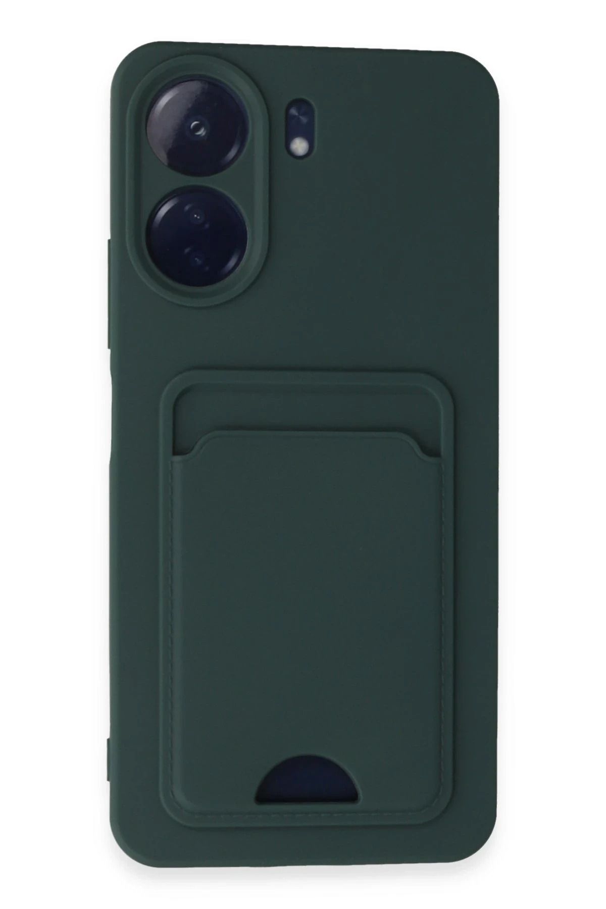 NewFace Xiaomi Redmi 13C Kılıf Kelvin Kartvizitli Silikon - Koyu Yeşil YNSMR