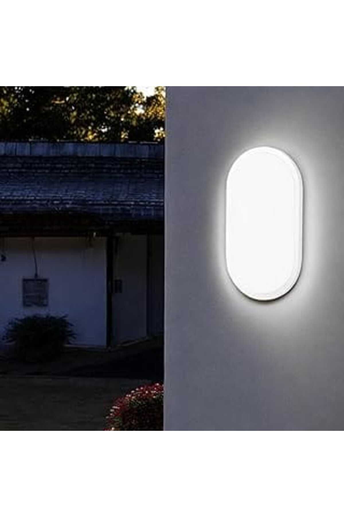 Pazarcan Aydos 20W Oval Beyaz Led Nem Su Geçirmez Banyo Bahçe Balkon Tavan Duvar Lambası 6500K Beyaz Işık Ip