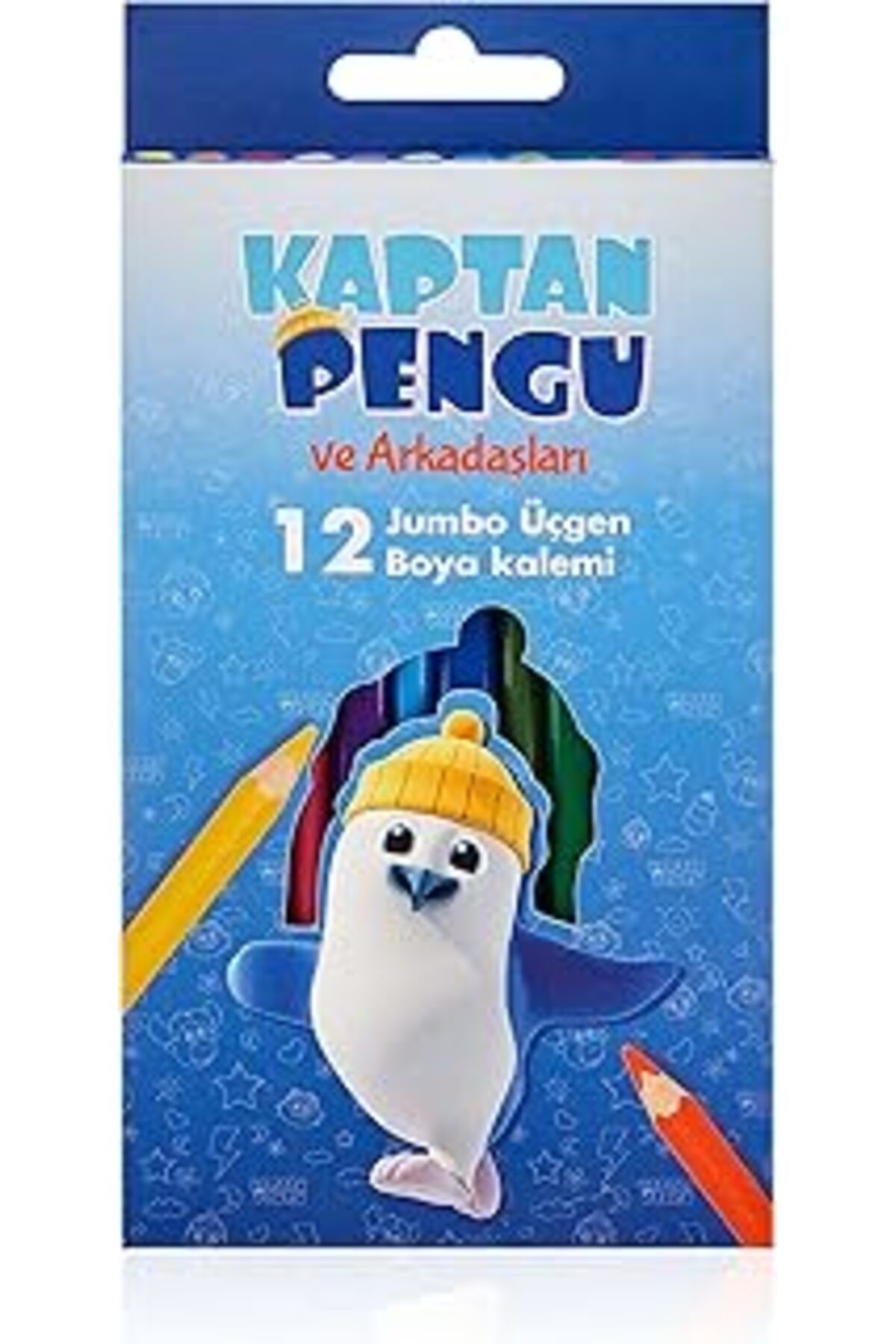 Mu Art Ahşap Adel Kaptan Pengu Ve Arkadaşları Üçgen Jumbo Boya Kalemi 12 Renk