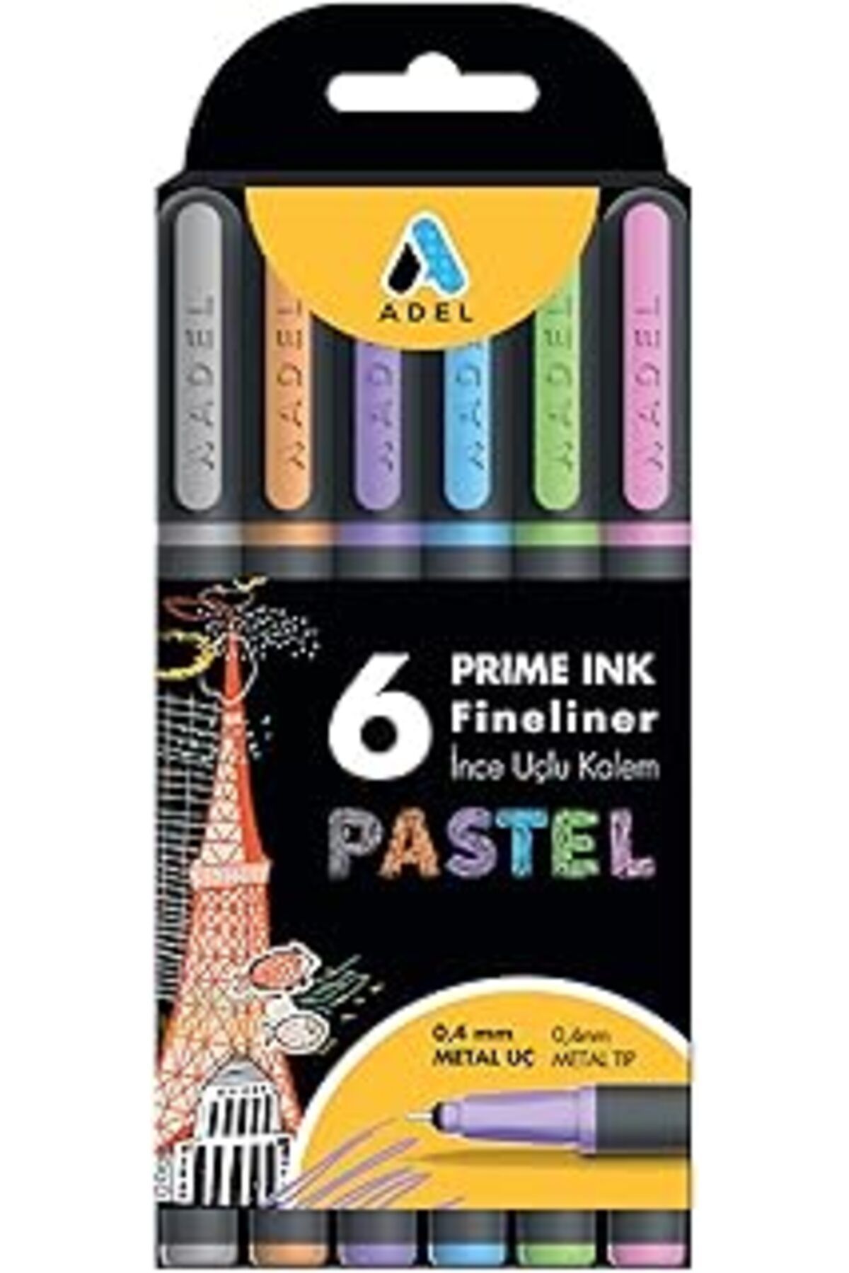 Mu Art Ahşap Adel Prime Ink Fineliner 6'Lı Pastel Klasik İnce Uçlu Kalem