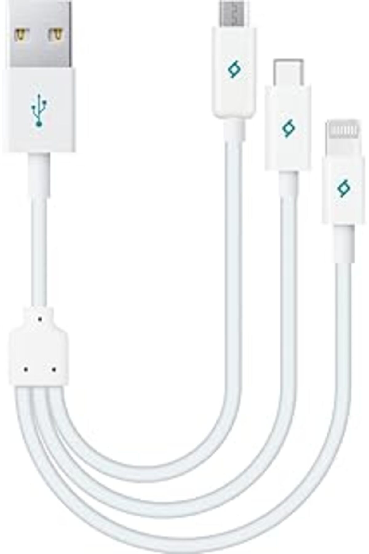 Pazarcan Ttec Alumicable Mini Trio Lightning Micro Usb 30Cm Şarj Kablosu, Beyaz